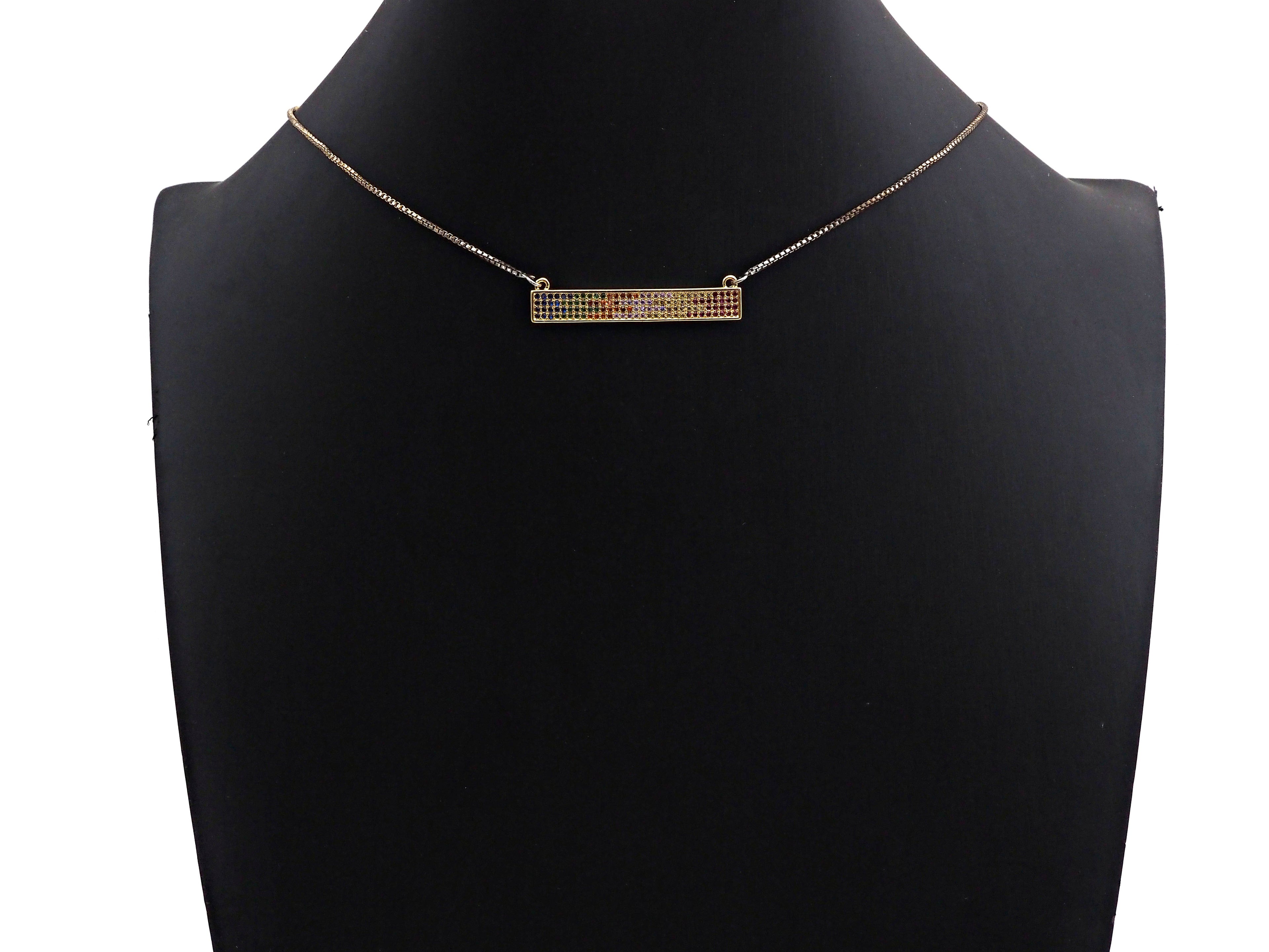 Colorful CZ Micro Pave Long Bar Charm/Pendant, SKU#F1129C