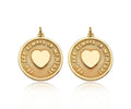 14K Gold Filled Heart On Round Medallion Pendant,SKU#LX03
