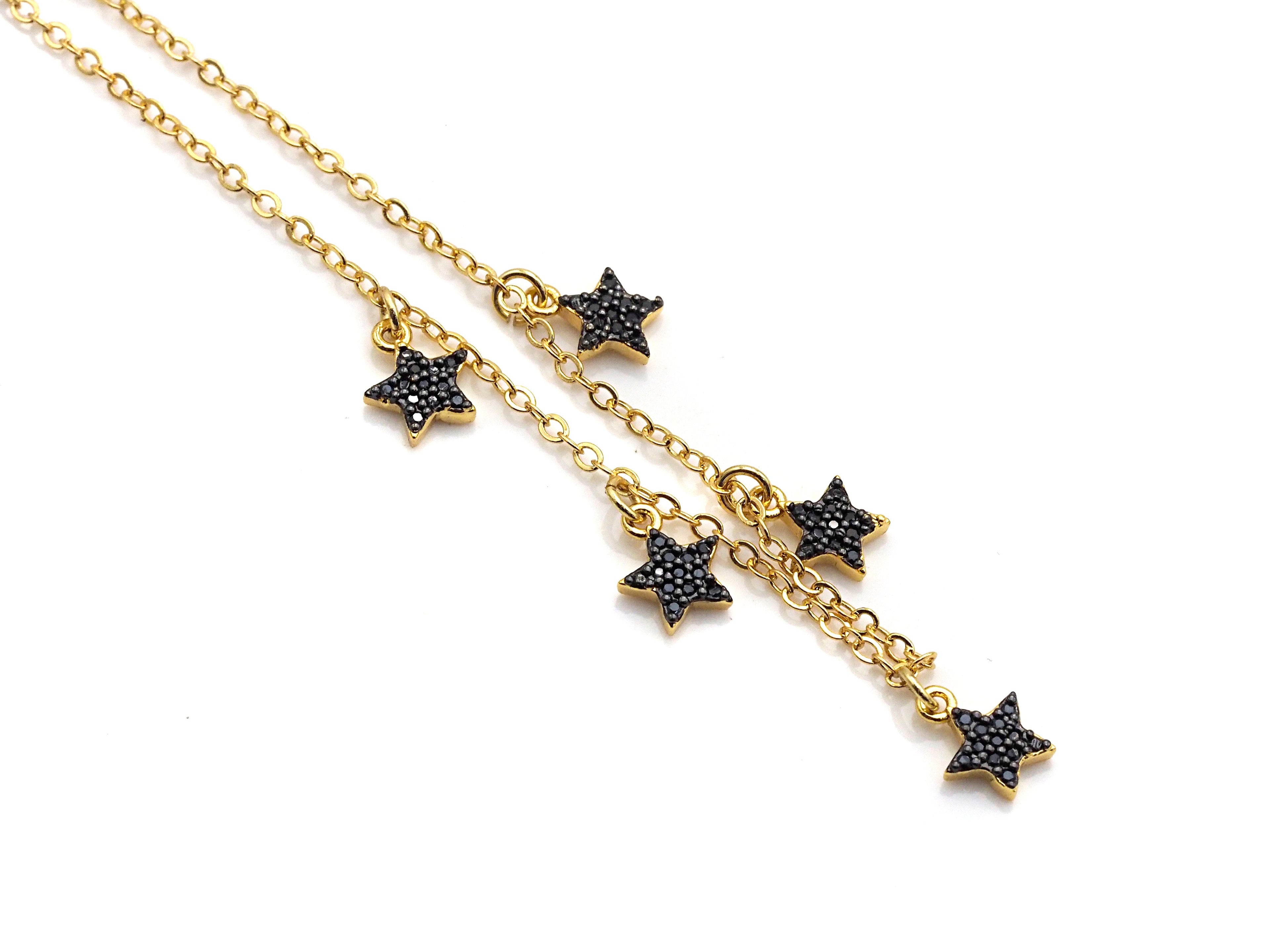 Dainty Gold Black Star Layering Necklace, Gold Necklace, Layering Necklace, Star Necklace, Choker Necklace, Mom Christmas Gift, sku# Z712