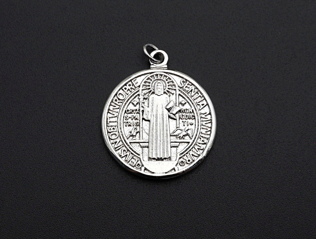 Saint St Benedict Medallion Protection Coin Pendant, Round Coin Pendant, Religious Pendant,Gold/Silver Tone, 25x29mm, Sku#Z726