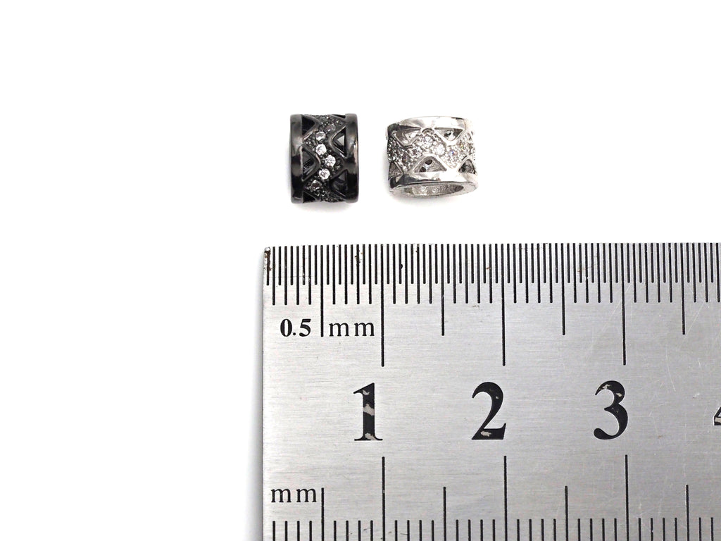 Big Hole CZ Pave beads, Cubic Zirconia Spacer Beads, European Large hole Bead, 6x8mm, sku#Z887