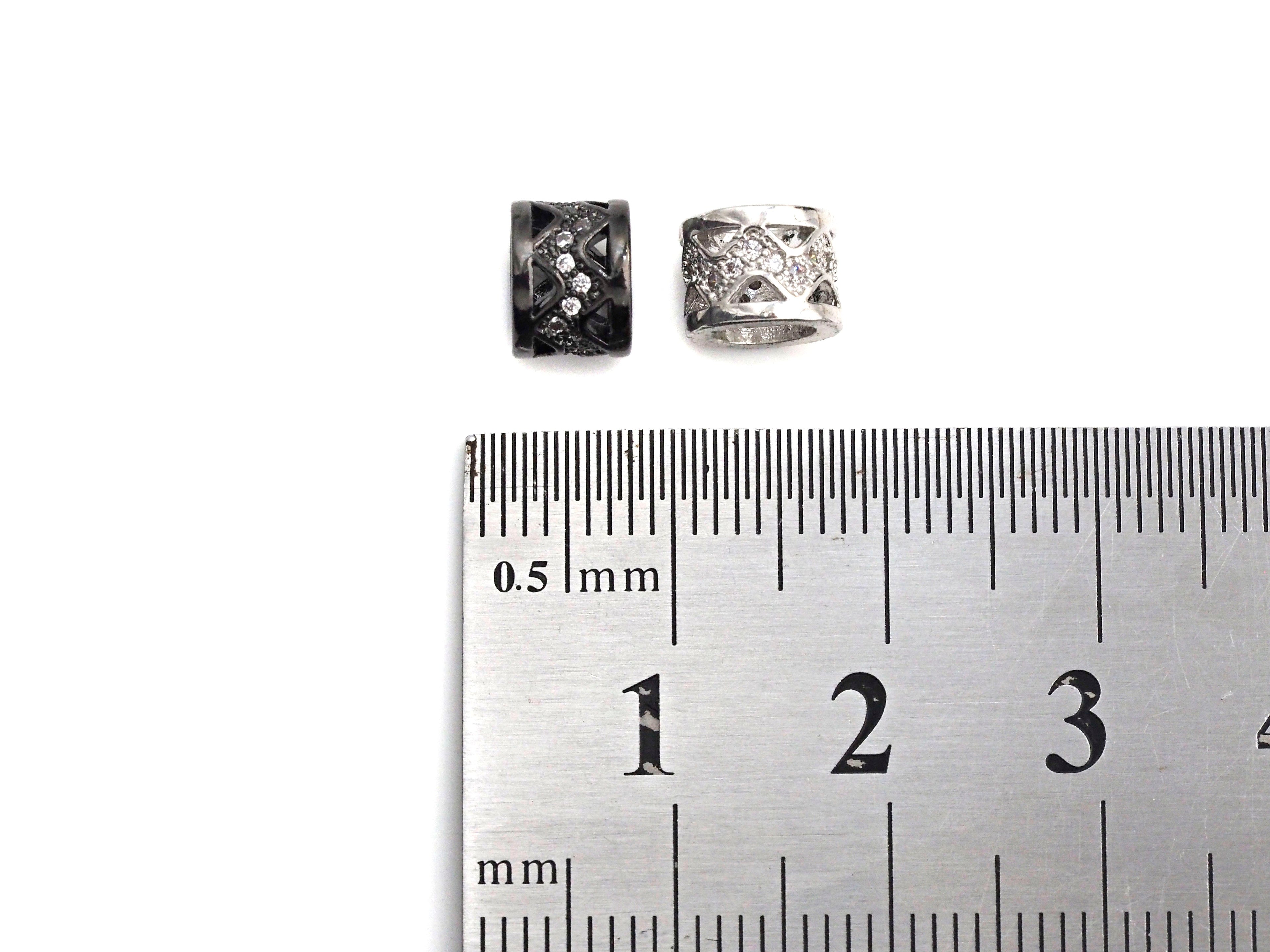 Big Hole CZ Pave beads, Cubic Zirconia Spacer Beads, European Large hole Bead, 6x8mm, sku#Z887