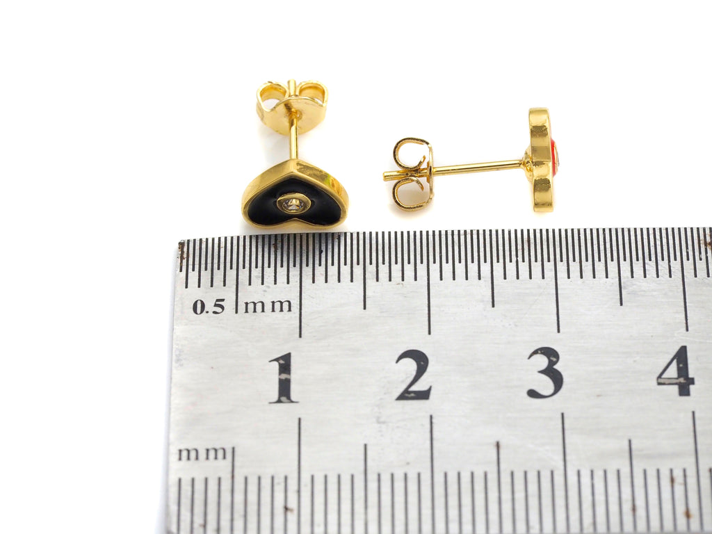 CZ Enamel Round Stud Earrings, Sku#J164C