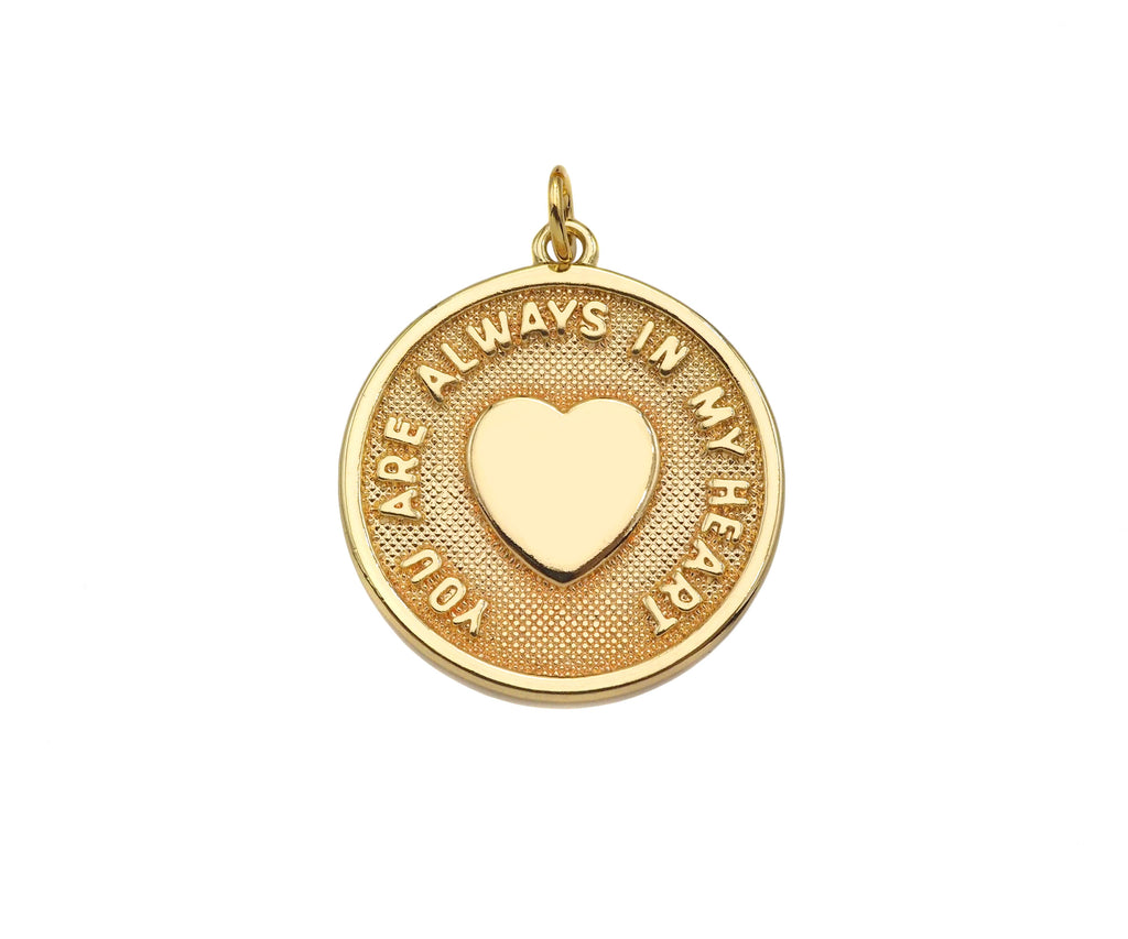 14K Gold Filled Heart On Round Medallion Pendant,SKU#LX03