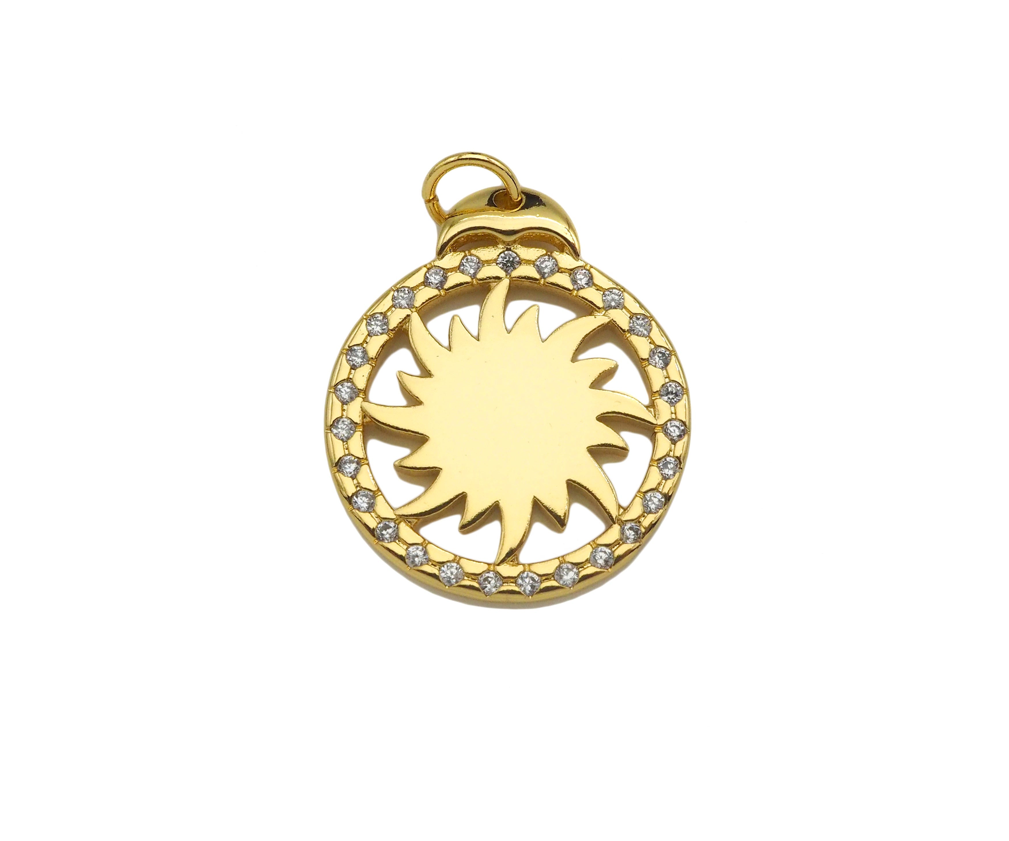 CZ Micro Pave Whirlwind On Round Ring Shape Pendant,Cubic Zirconia Medallion Charm, Necklace Bracelet Charm Pendant, 18x21mm, Sku#F1393