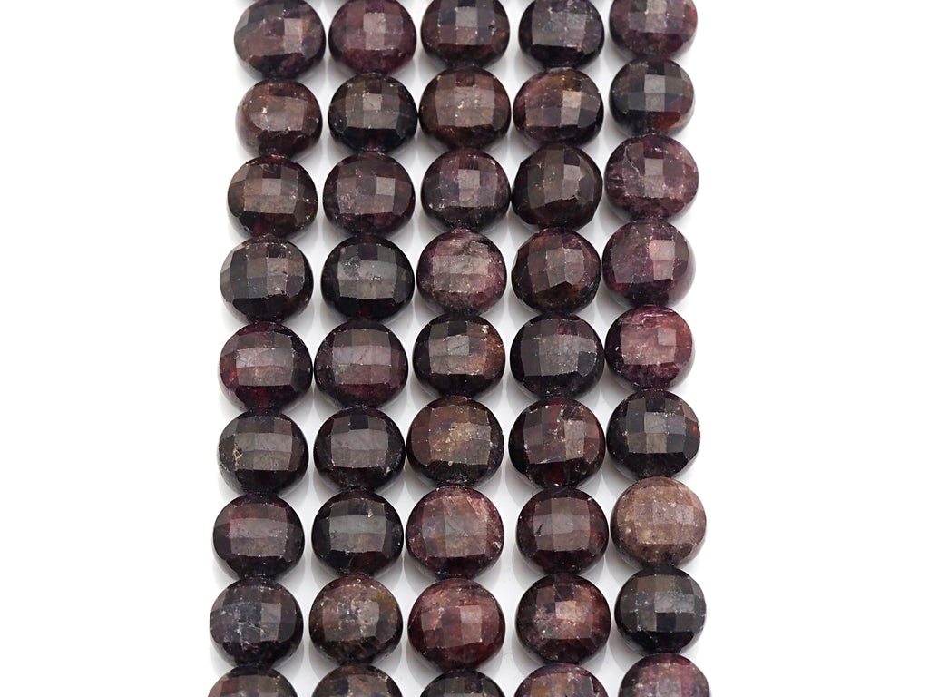 Double Sided Turtle Shell Cut Natural Garnet Coin beads, 8mm Flat coin faceted, Natural Gemstone Beads, 16 Full strand, sku#U608