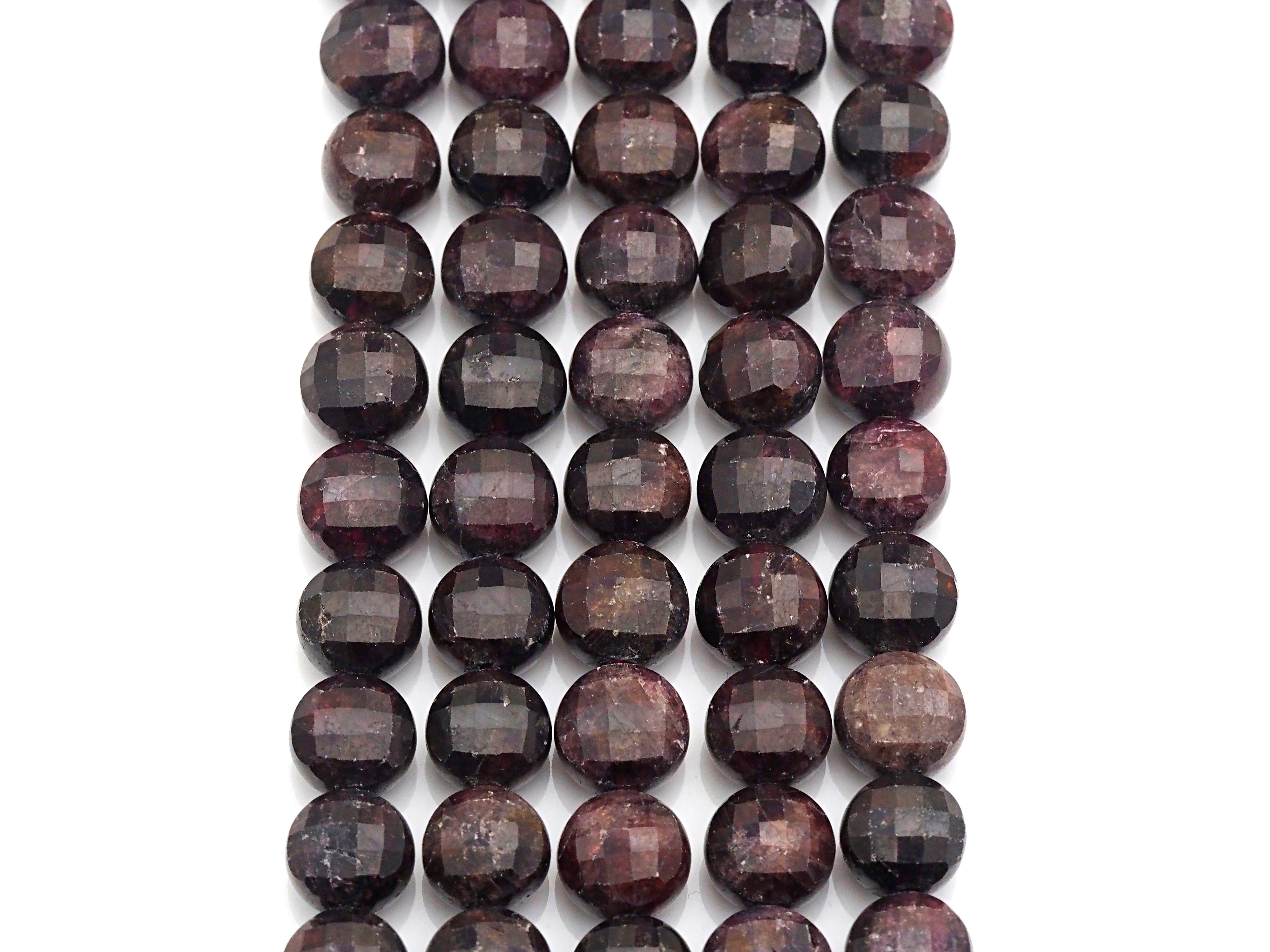 Double Sided Turtle Shell Cut Natural Garnet Coin beads, 8mm Flat coin faceted, Natural Gemstone Beads, 16 Full strand, sku#U608