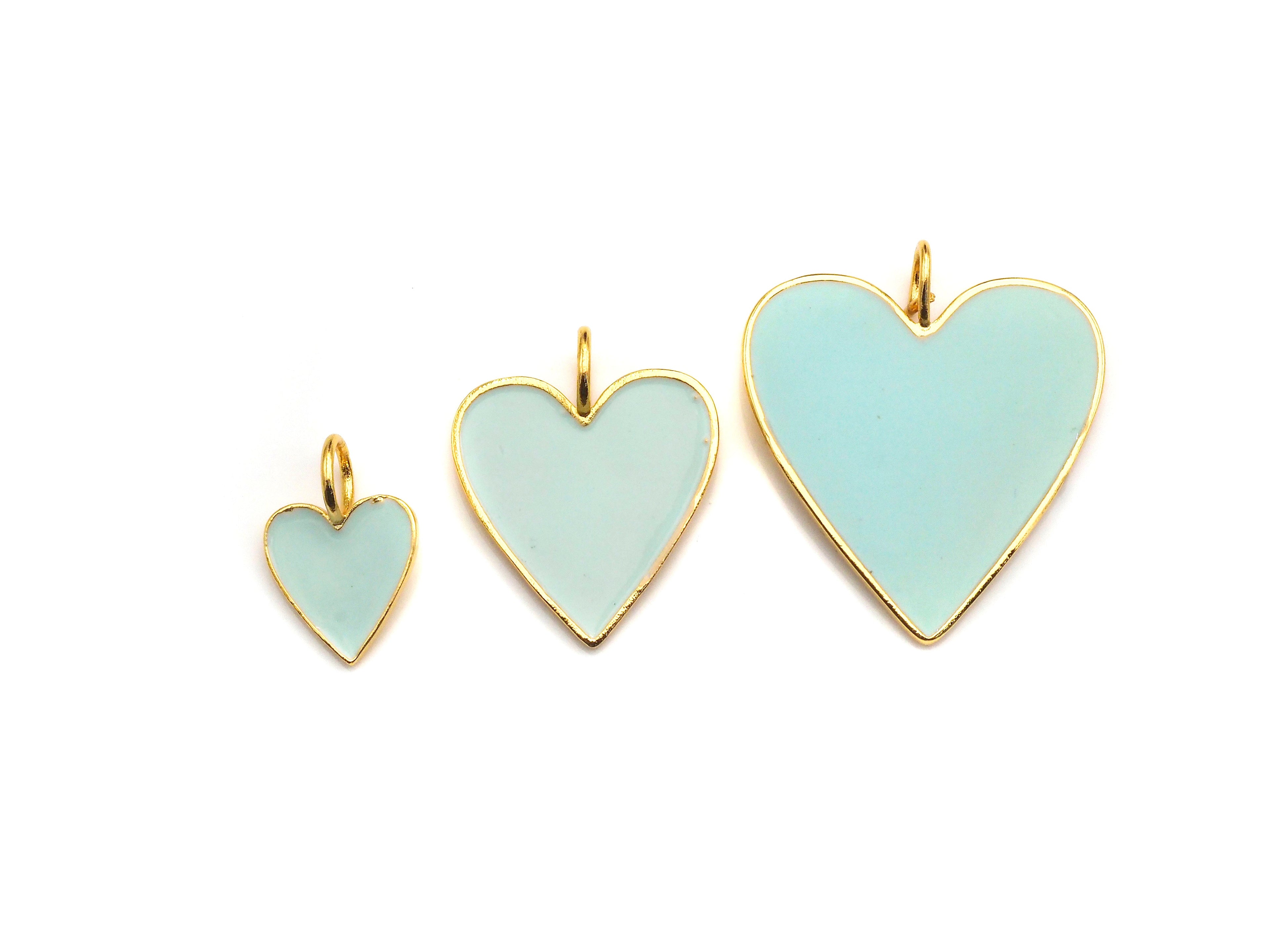 Black White Red Blue Enamel Heart Pendant, Sku#FH30