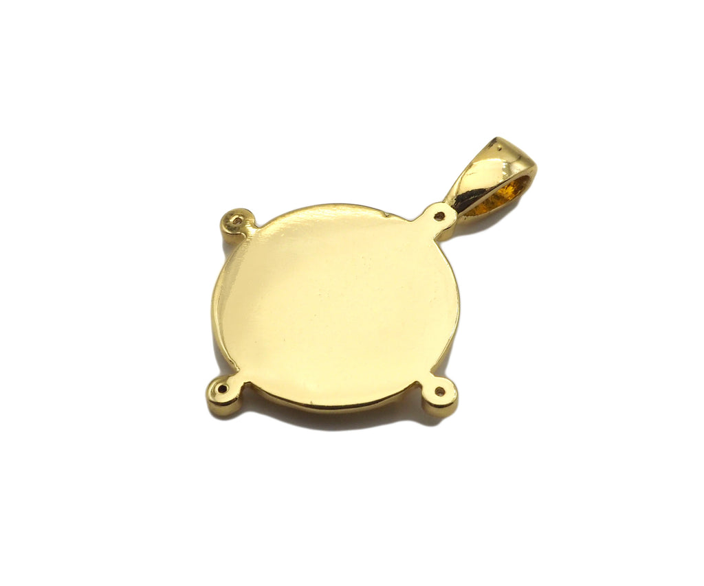 18K Dainty Gold Embossment Pegasus On Round Coin Shape Pendant/Charm, Medallion Charm, Necklace Bracelet Charm Pendant,19x26mm, Sku#Z1284