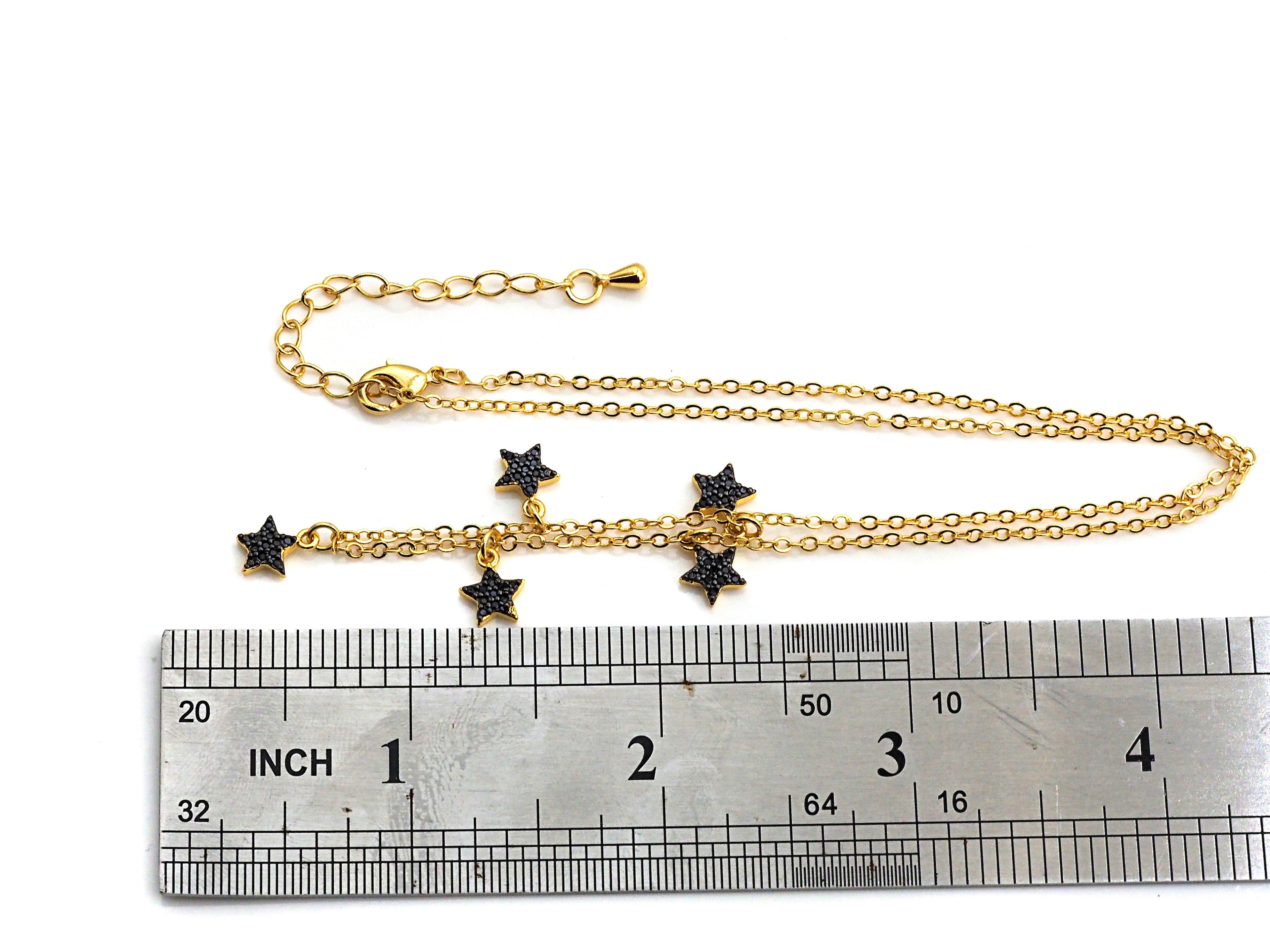 Dainty Gold Black Star Layering Necklace, Gold Necklace, Layering Necklace, Star Necklace, Choker Necklace, Mom Christmas Gift, sku# Z712