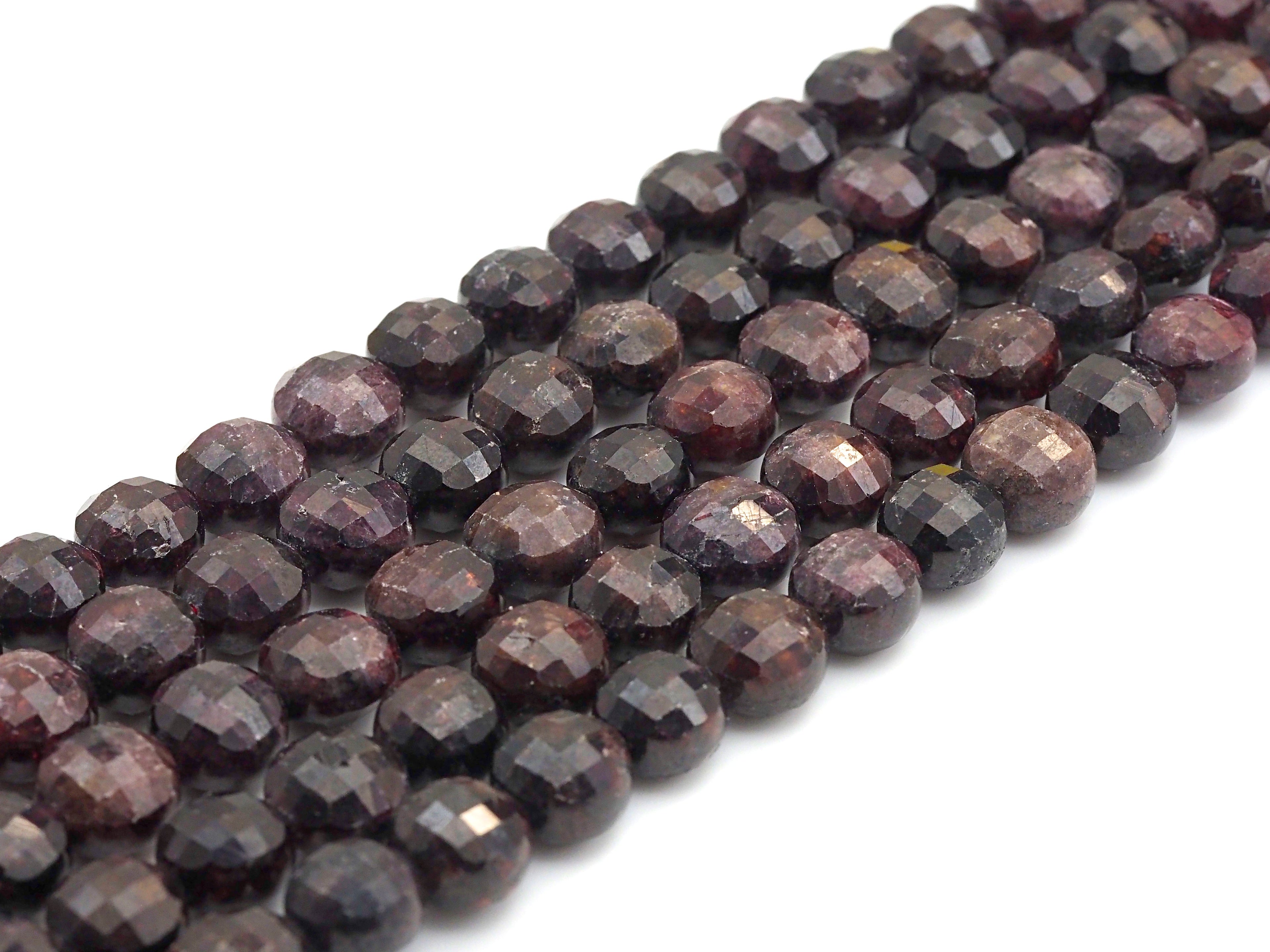 Double Sided Turtle Shell Cut Natural Garnet Coin beads, 8mm Flat coin faceted, Natural Gemstone Beads, 16 Full strand, sku#U608