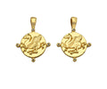 18K Dainty Gold Embossment Pegasus On Round Coin Shape Pendant/Charm, Medallion Charm, Necklace Bracelet Charm Pendant,19x26mm, Sku#Z1284