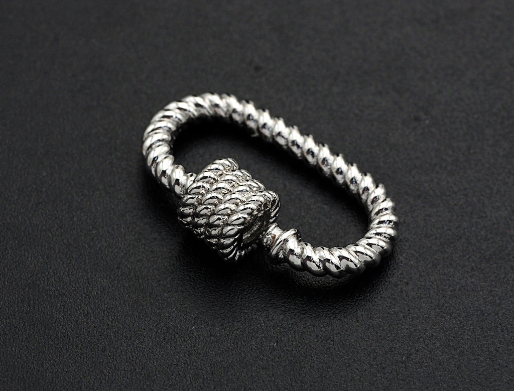 Oval Shape Clasp, CZ Pave Clasp, Gold/Silver/Rose Gold/Gunmetal Carabiner Clasp, 19x29mm, sku#H190