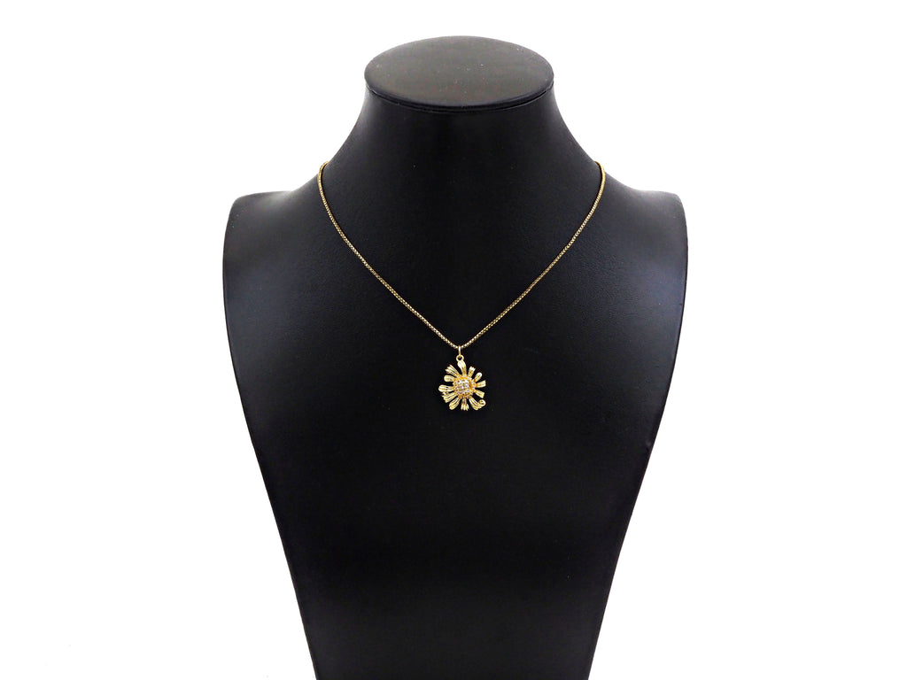 Gold Filled CZ Micro Pave Sun Flower Shape Pendant, 18K Gold Filled Flower Charm, Necklace Bracelet Charm Pendant, 21x18mm,Sku#Y471