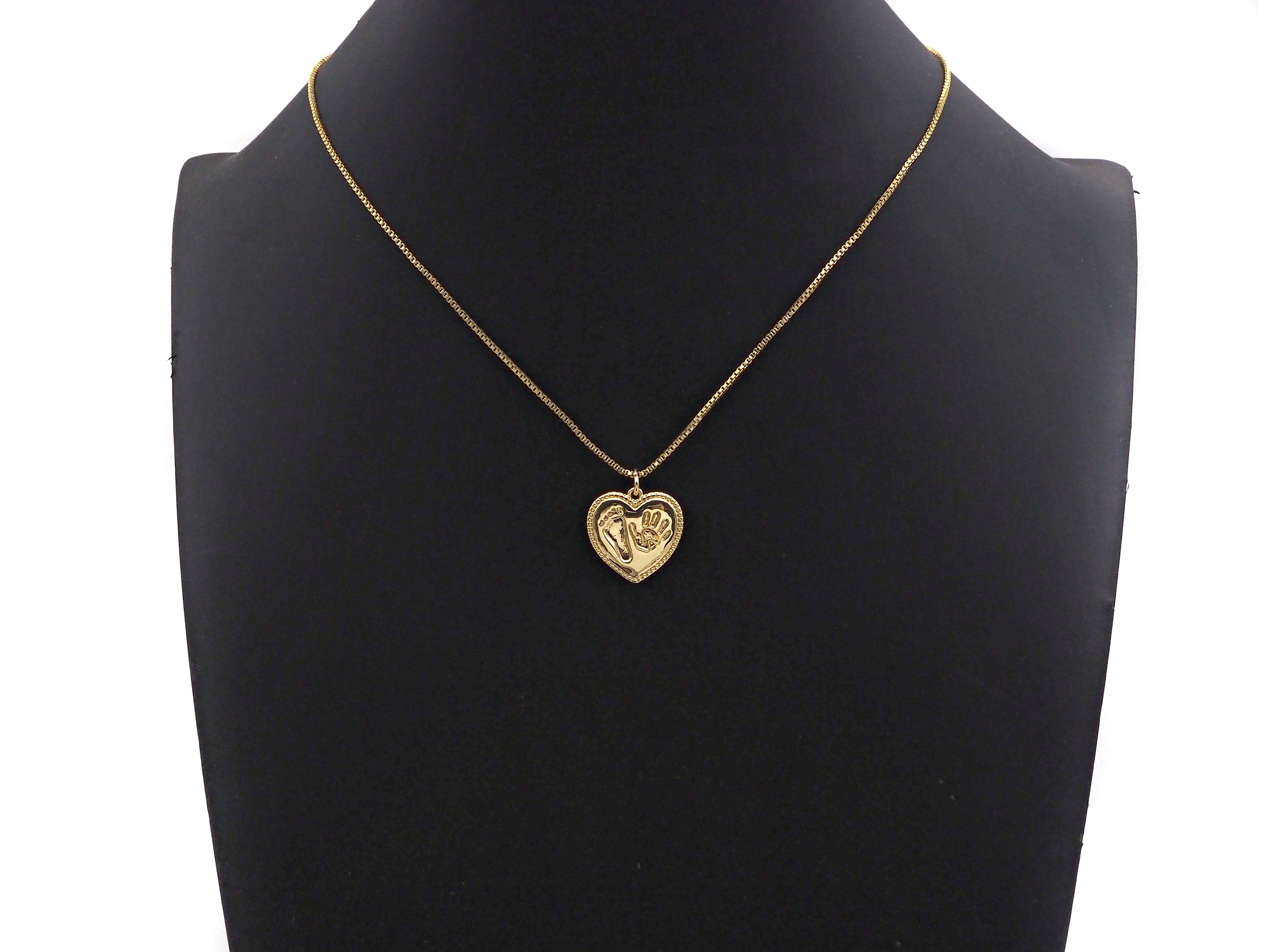 High Polished Hand and Foot On Heart Shape Charms,  18x18mm,Sku#F1273C
