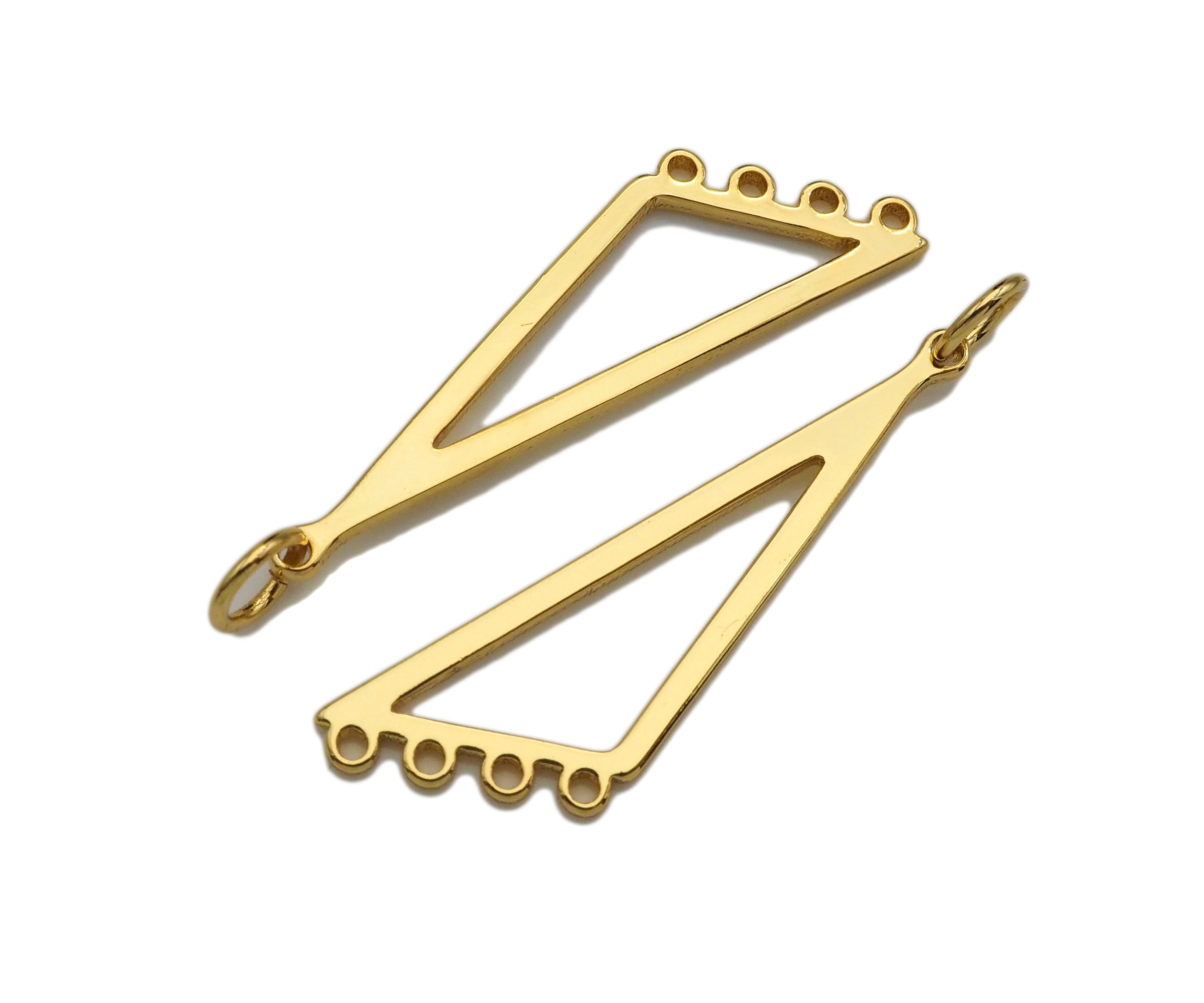 18K Gold Frame Triangle Shaped Pendant/Charm, Gold Frame Pendant Charm, Earring Necklace Bracelet making findings, 9x31mm,sku#Y317