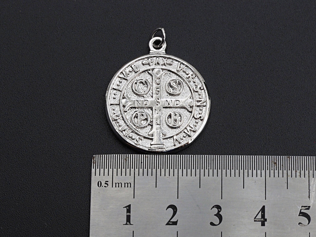 Saint St Benedict Medallion Protection Coin Pendant, Round Coin Pendant, Religious Pendant,Gold/Silver Tone, 25x29mm, Sku#Z726