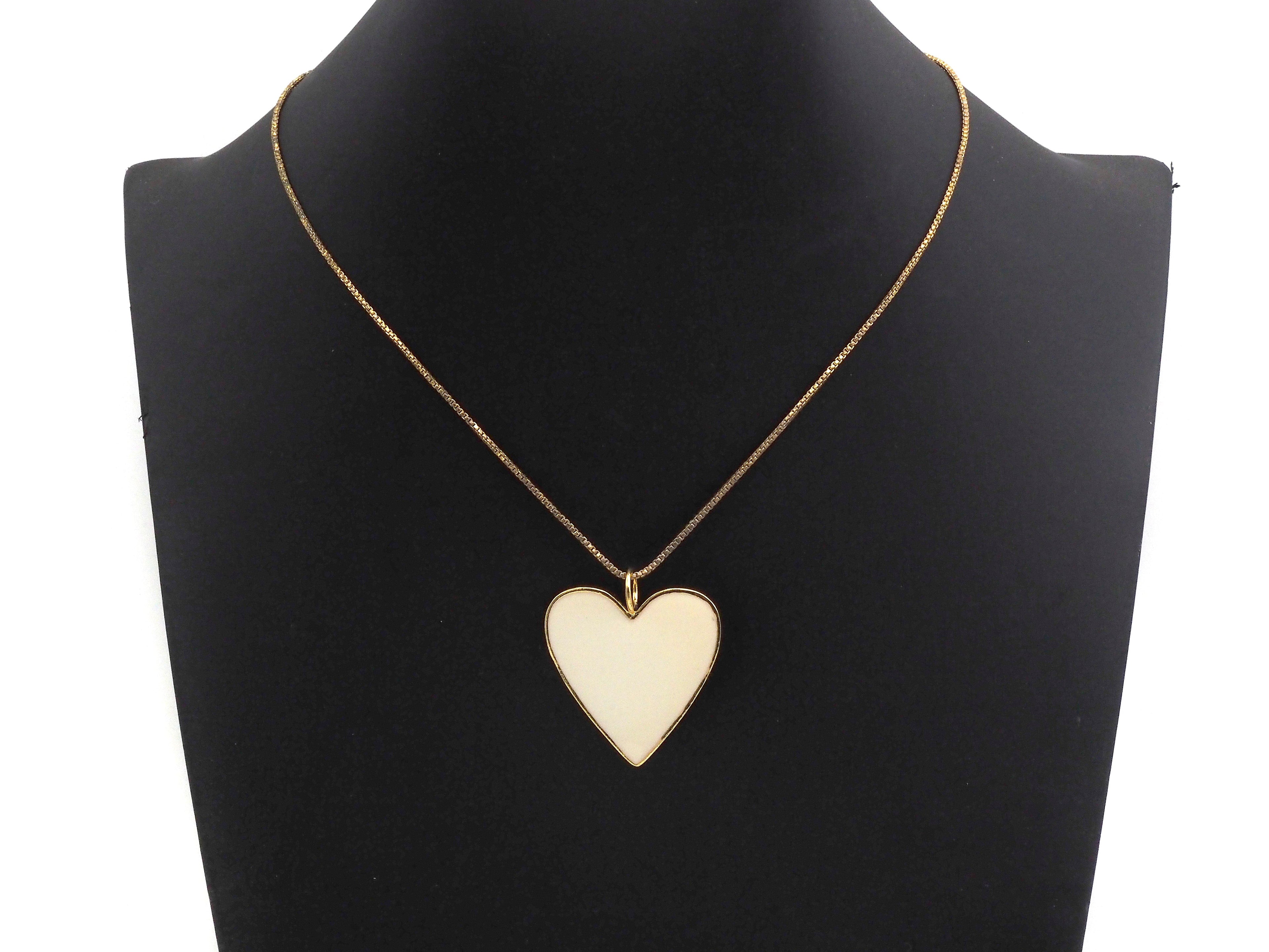 Black White Red Blue Enamel Heart Pendant, Sku#FH30