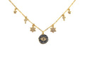 Gold Evil Eye Coin CZ Charm Necklace, Coin Necklace, Cross Star Necklace, Layering Necklace/Gold Disc Necklace, Dainty Necklace, Sku#Z710