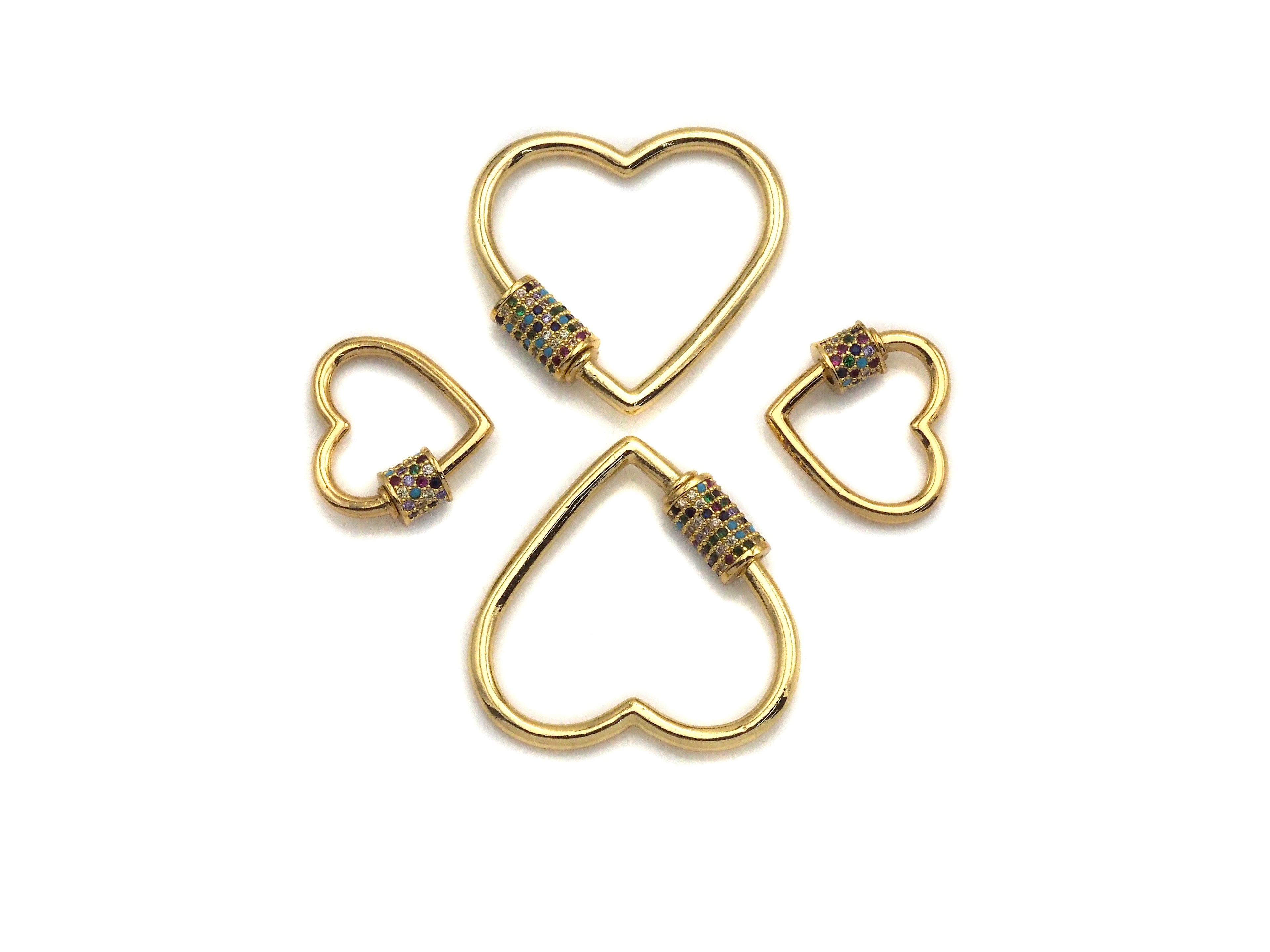 Colorful CZ Micro Pave Heart Shape Clasp, sku#K82