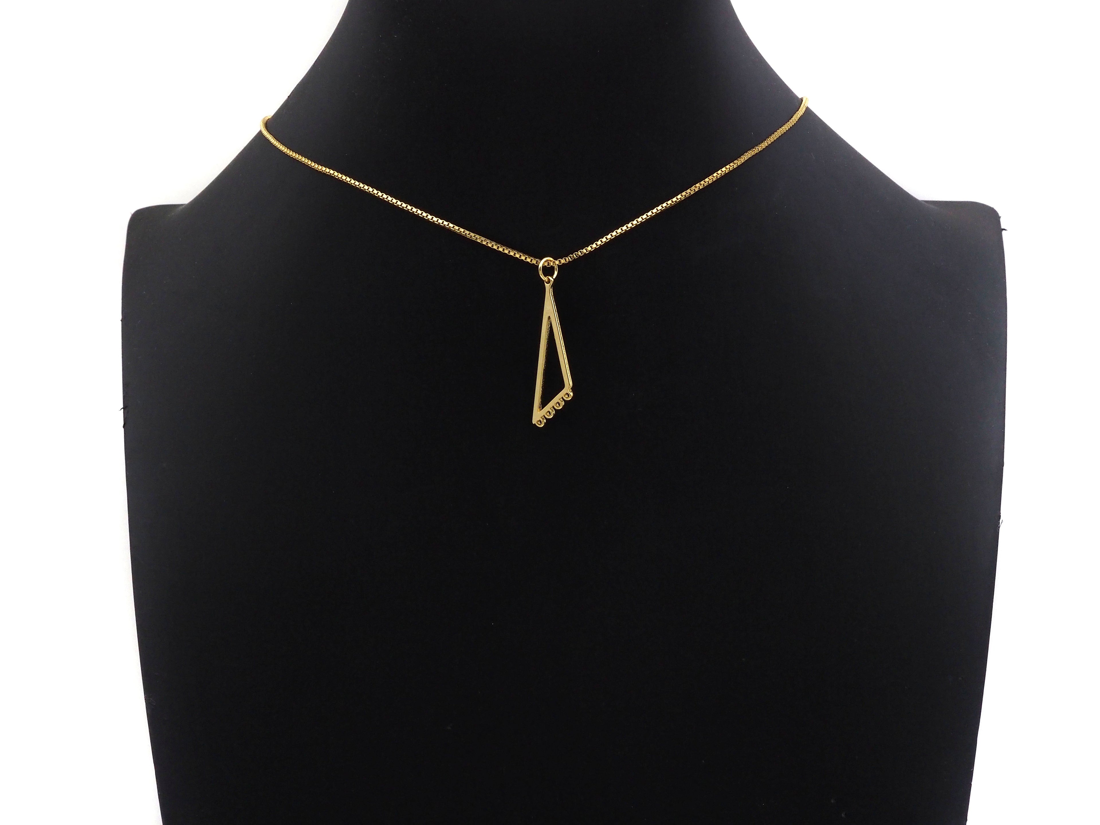 18K Gold Frame Triangle Shaped Pendant/Charm, Gold Frame Pendant Charm, Earring Necklace Bracelet making findings, 9x31mm,sku#Y317