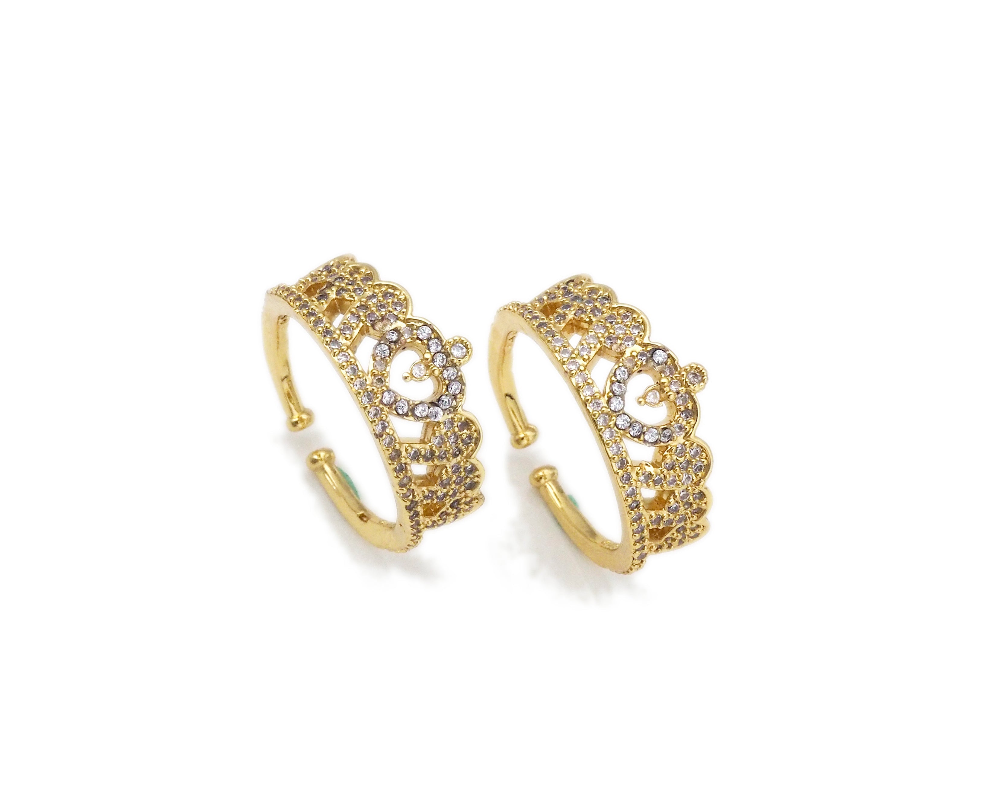 CZ Crown Shape Adjustable Ring, Sku#X237