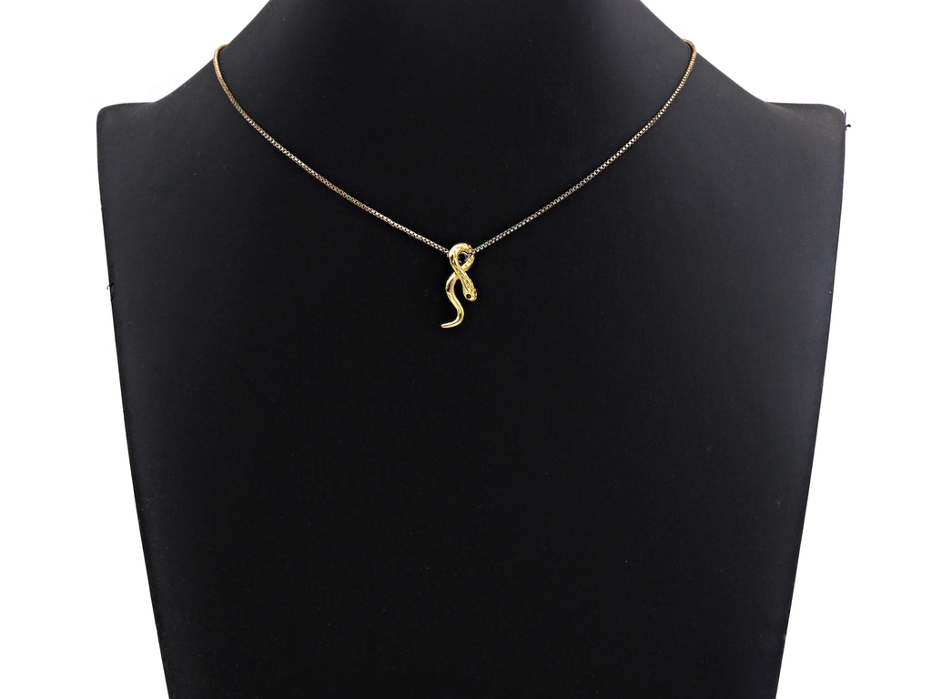 CZ Micro Pave Snake Shape Pendant/Charm, Snakea Cubic Zirconia Pendant, Gold Tone, 9x23mm,Sku#Z796