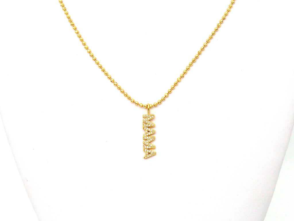 Clear CZ Gold Silver MAMA Word Pendant charm, Sku#LD136