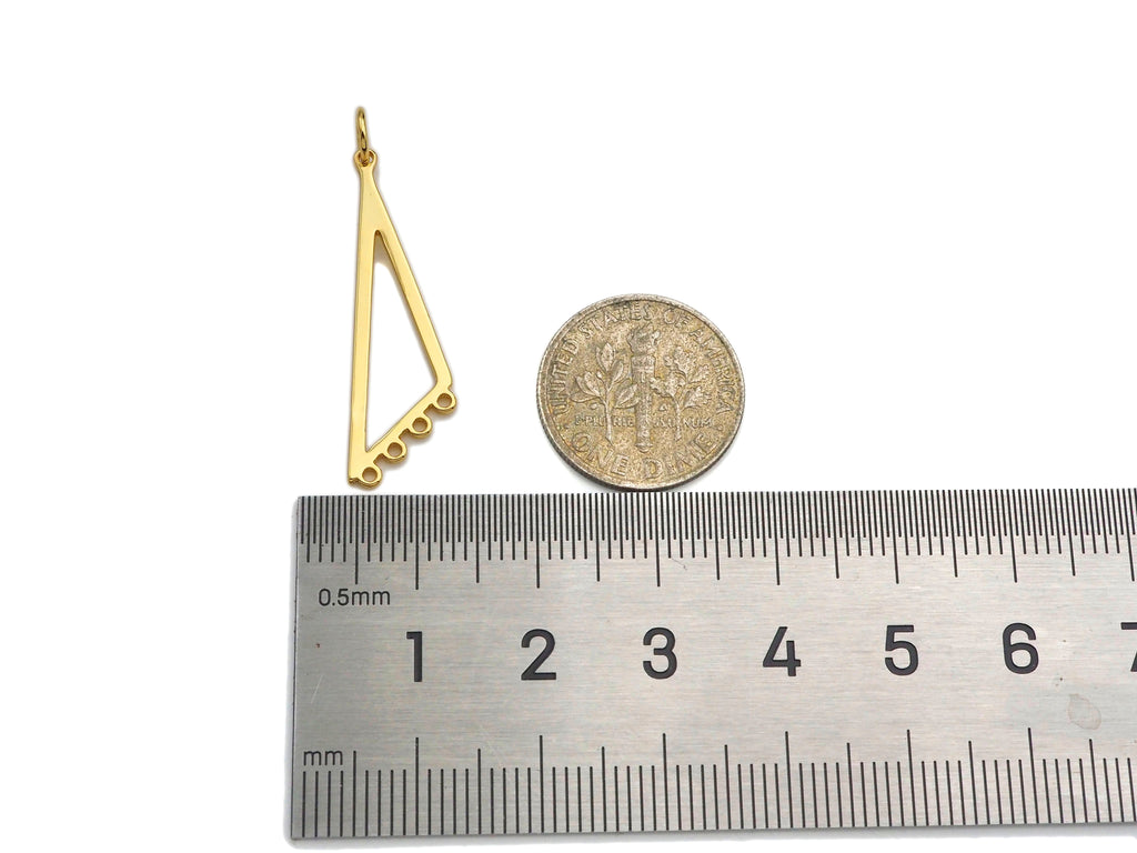 18K Gold Frame Triangle Shaped Pendant/Charm, Gold Frame Pendant Charm, Earring Necklace Bracelet making findings, 9x31mm,sku#Y317