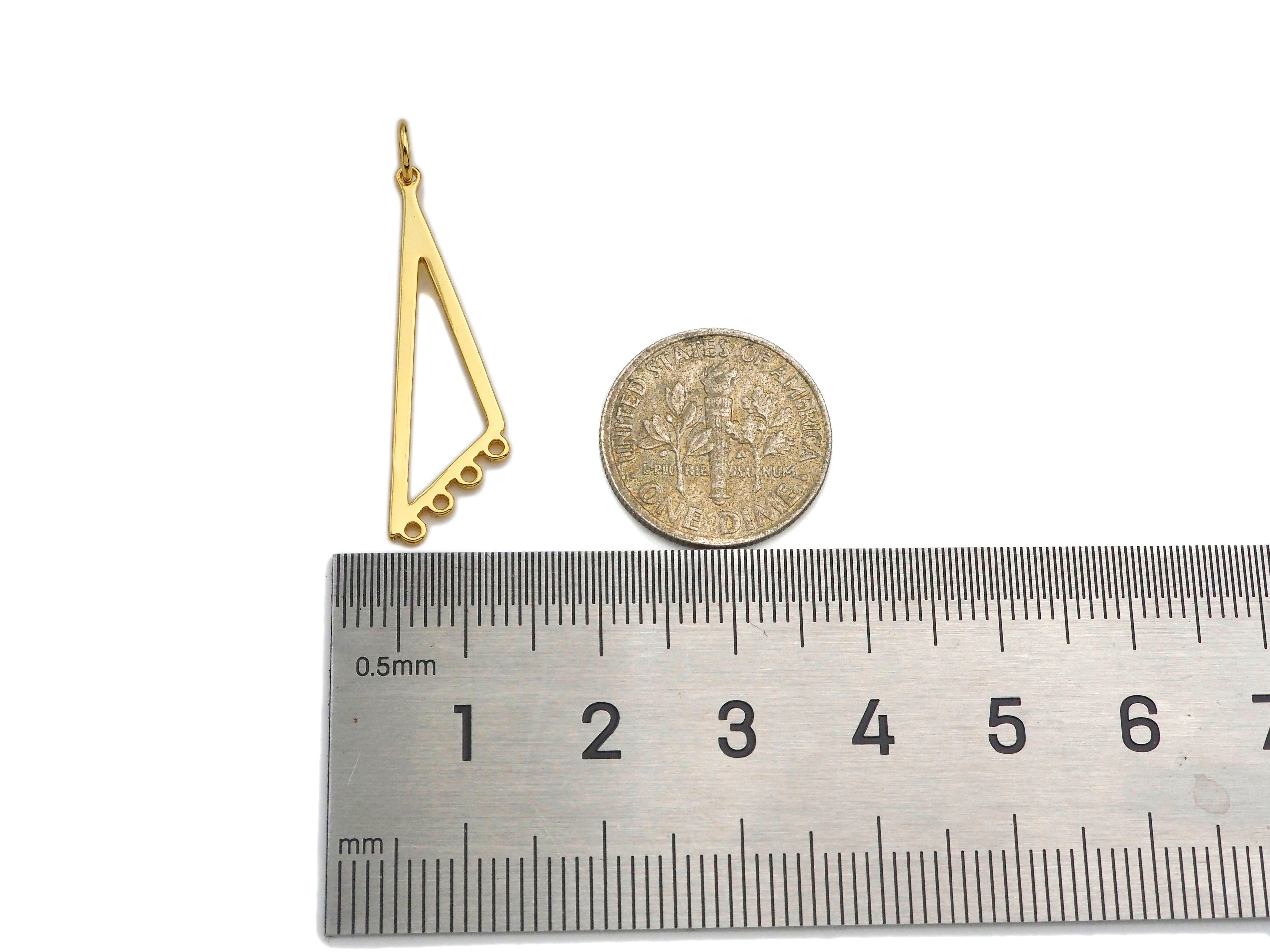 18K Gold Frame Triangle Shaped Pendant/Charm, Gold Frame Pendant Charm, Earring Necklace Bracelet making findings, 9x31mm,sku#Y317