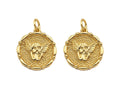 18K Dainty Gold Angel Face On Round Coin Shape Pendant/Charm,Gold Angle Medallion Charm, Necklace Bracelet Charm Pendant,17x15mm, Sku#F1362