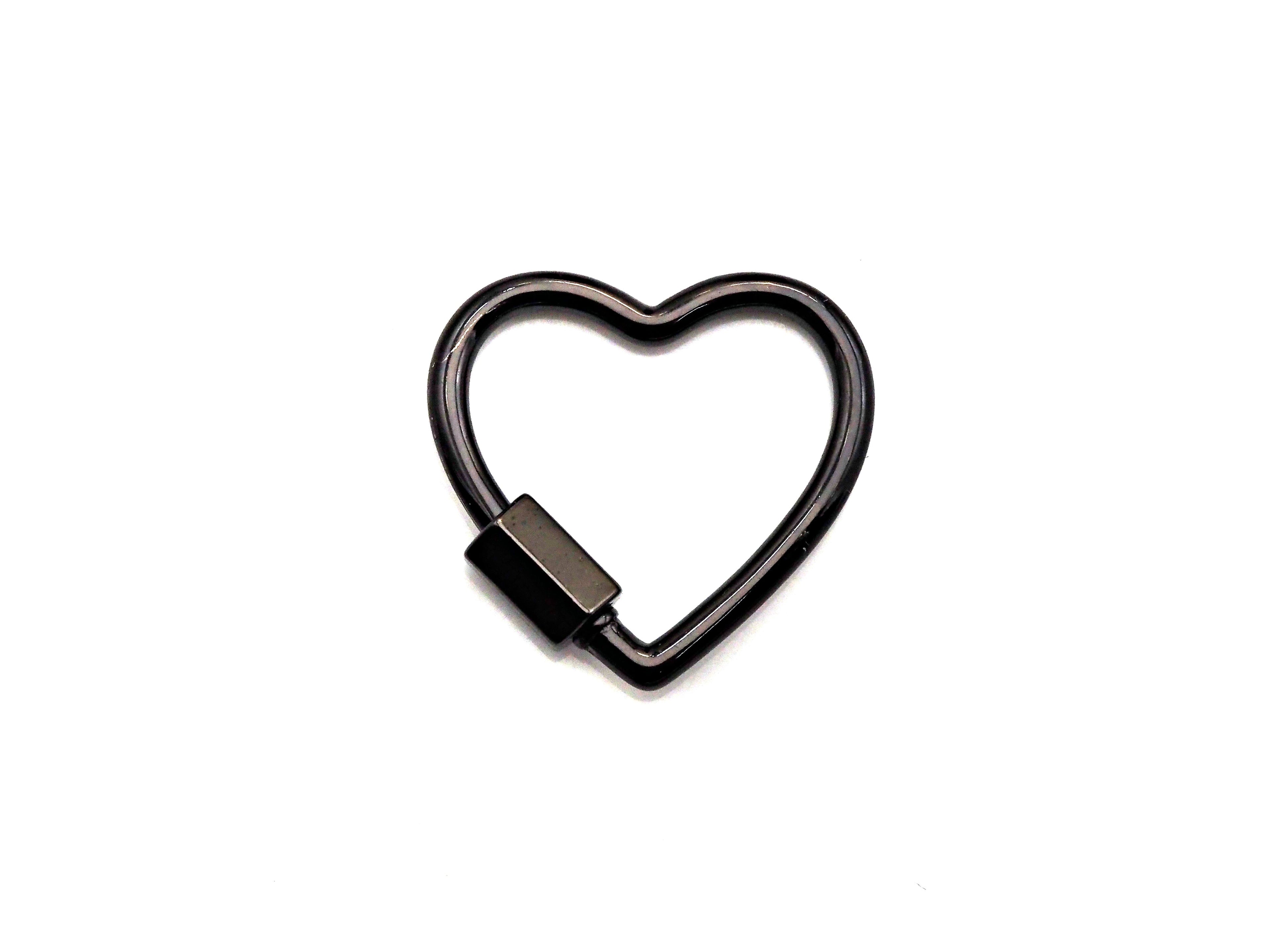 Pave Heart Shape Clasp, Black/Gold/Silver/Rose Gold Carabiner Clasp, 21mm, sku#H245