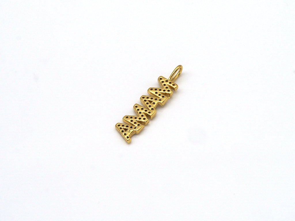 Clear CZ Gold Silver MAMA Word Pendant charm, Sku#LD136