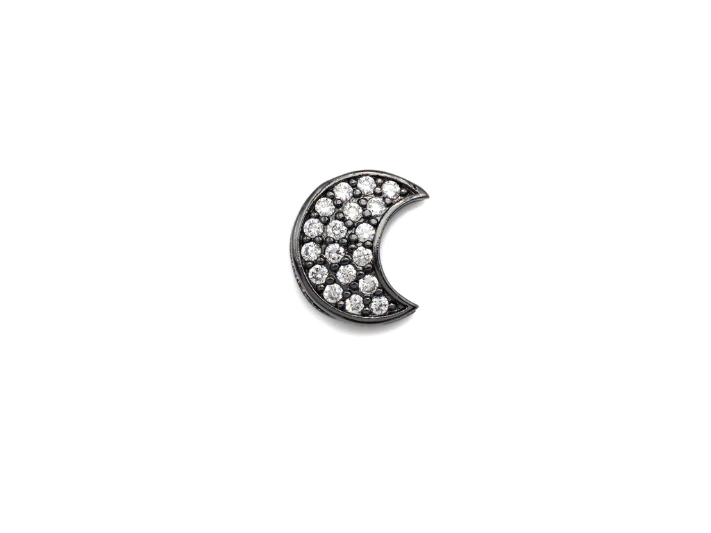 CZ Micro Pave Cresent Moon Spacer Beads with Clear CZ for Bracelet/Necklace, Cubic Zirconia space Beads, 10x12mm, sku#Z827
