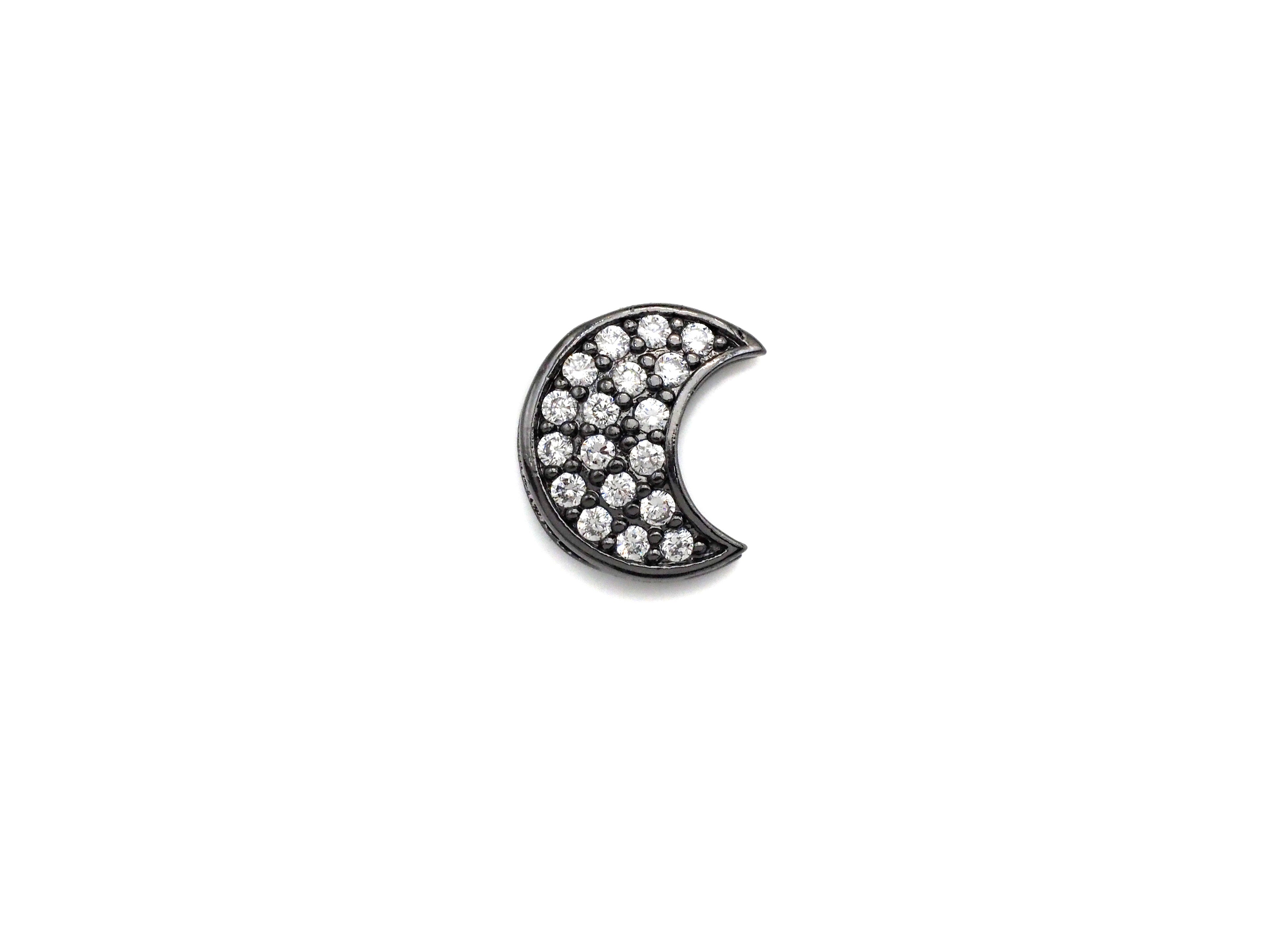 CZ Micro Pave Cresent Moon Spacer Beads with Clear CZ for Bracelet/Necklace, Cubic Zirconia space Beads, 10x12mm, sku#Z827