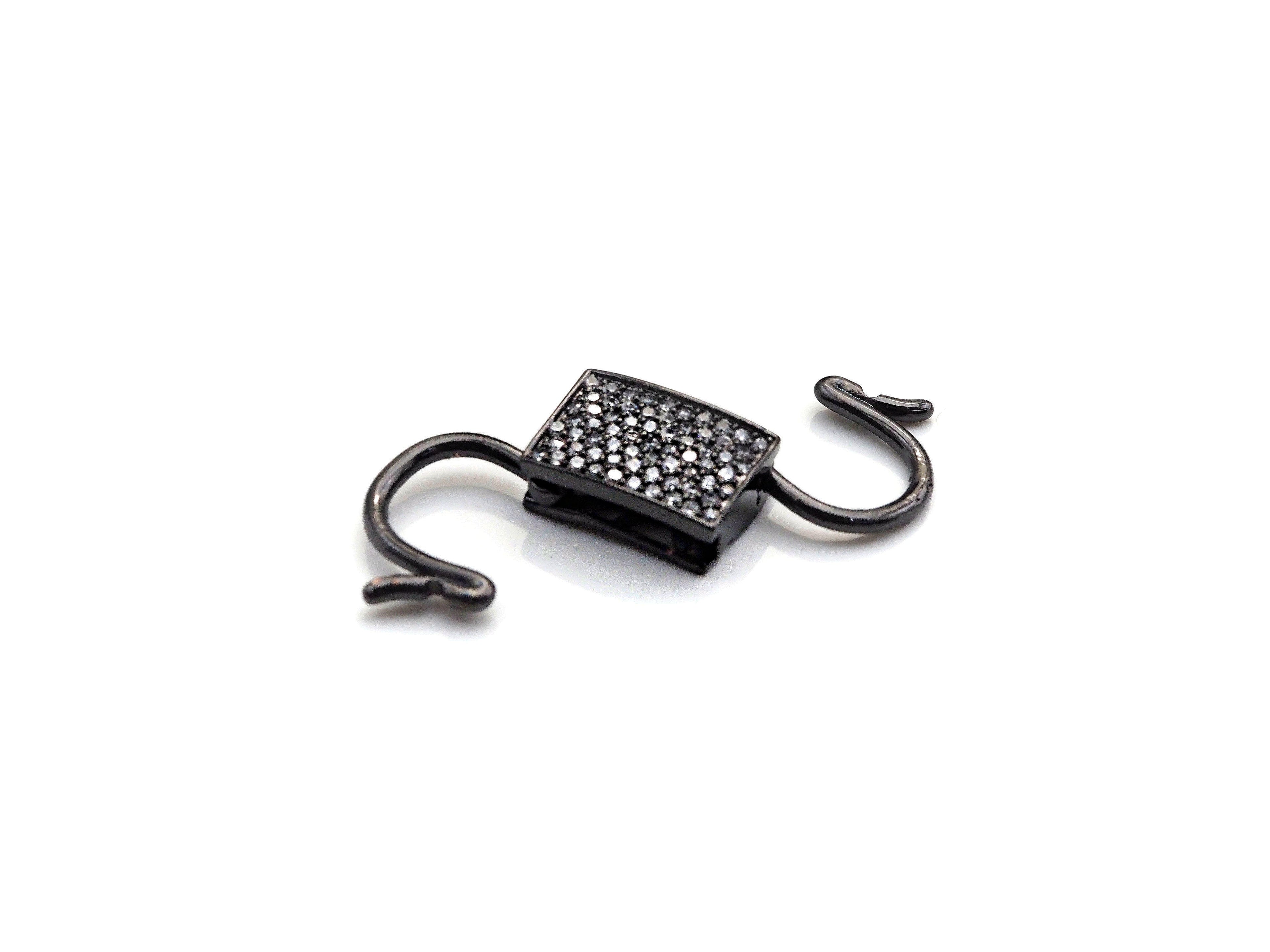 CZ Micro Pave Square Lock Clasp, Interlock Micro pave Clasp, Interlocking Clasp Fastener, 13x25mm, sku#H281