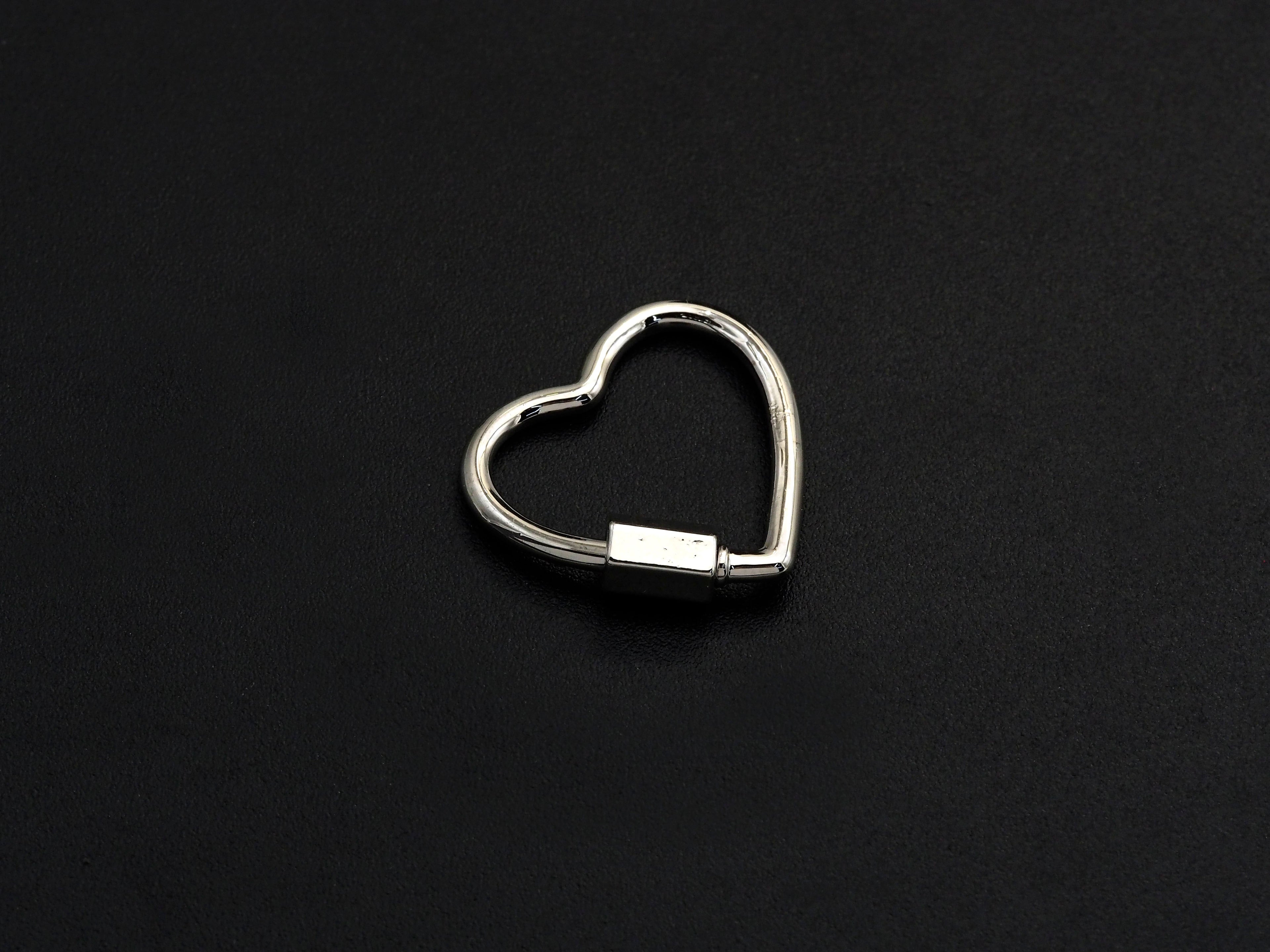 Pave Heart Shape Clasp, Black/Gold/Silver/Rose Gold Carabiner Clasp, 21mm, sku#H245