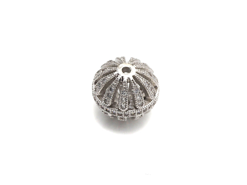CZ Pave Cage beads, Cubic Zirconia 11x12mm Spacer Beads, Gold/Silver Spacer Beads, sku#Z875