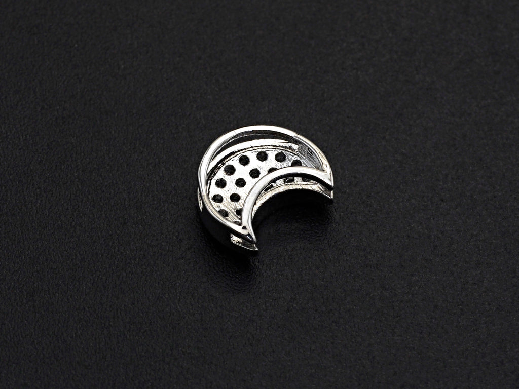 CZ Micro Pave Cresent Moon Spacer Beads with Clear CZ for Bracelet/Necklace, Cubic Zirconia space Beads, 10x12mm, sku#Z827