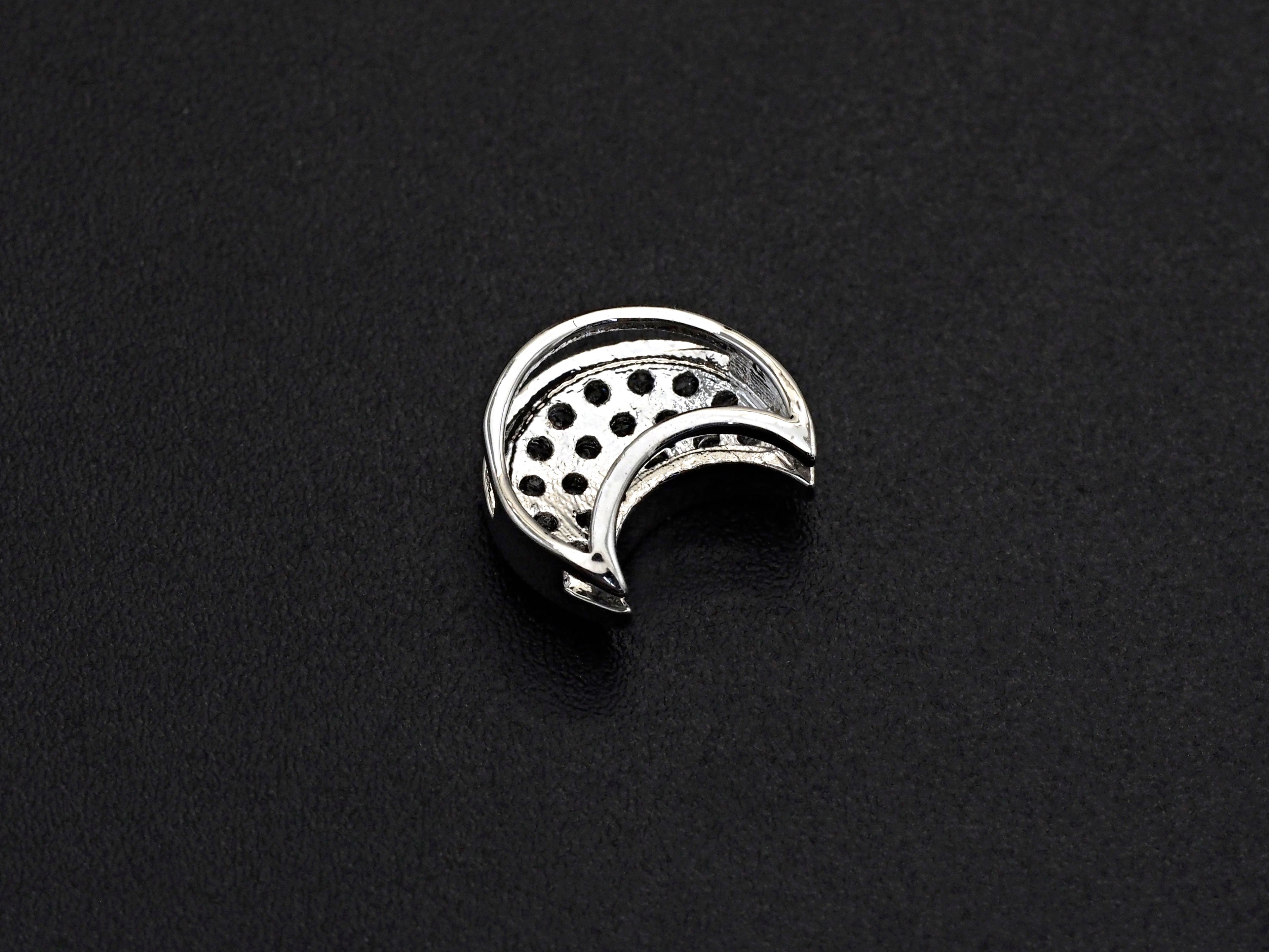 CZ Micro Pave Cresent Moon Spacer Beads with Clear CZ for Bracelet/Necklace, Cubic Zirconia space Beads, 10x12mm, sku#Z827