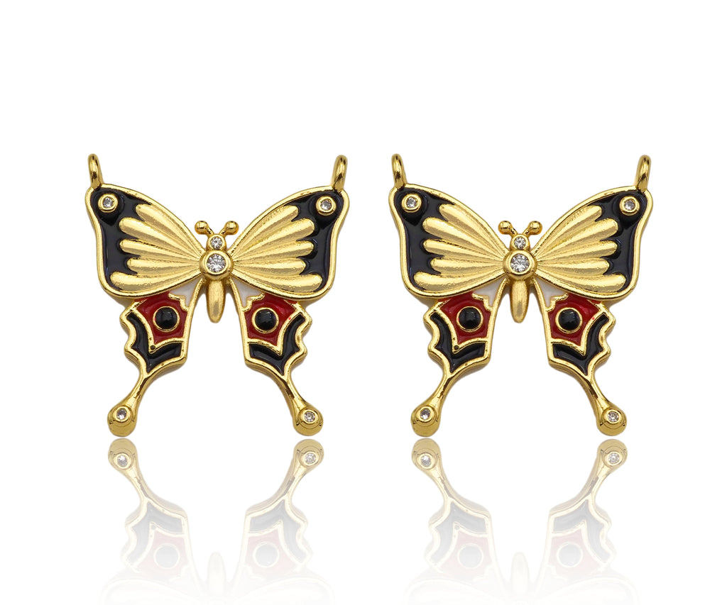 Colorful Enamel Butterfly Shape Pendant/Charm,Black White Red Enamel Butterfly, Necklace Bracelet Enamel Charm Pendant,21x22mm, Sku#LK199