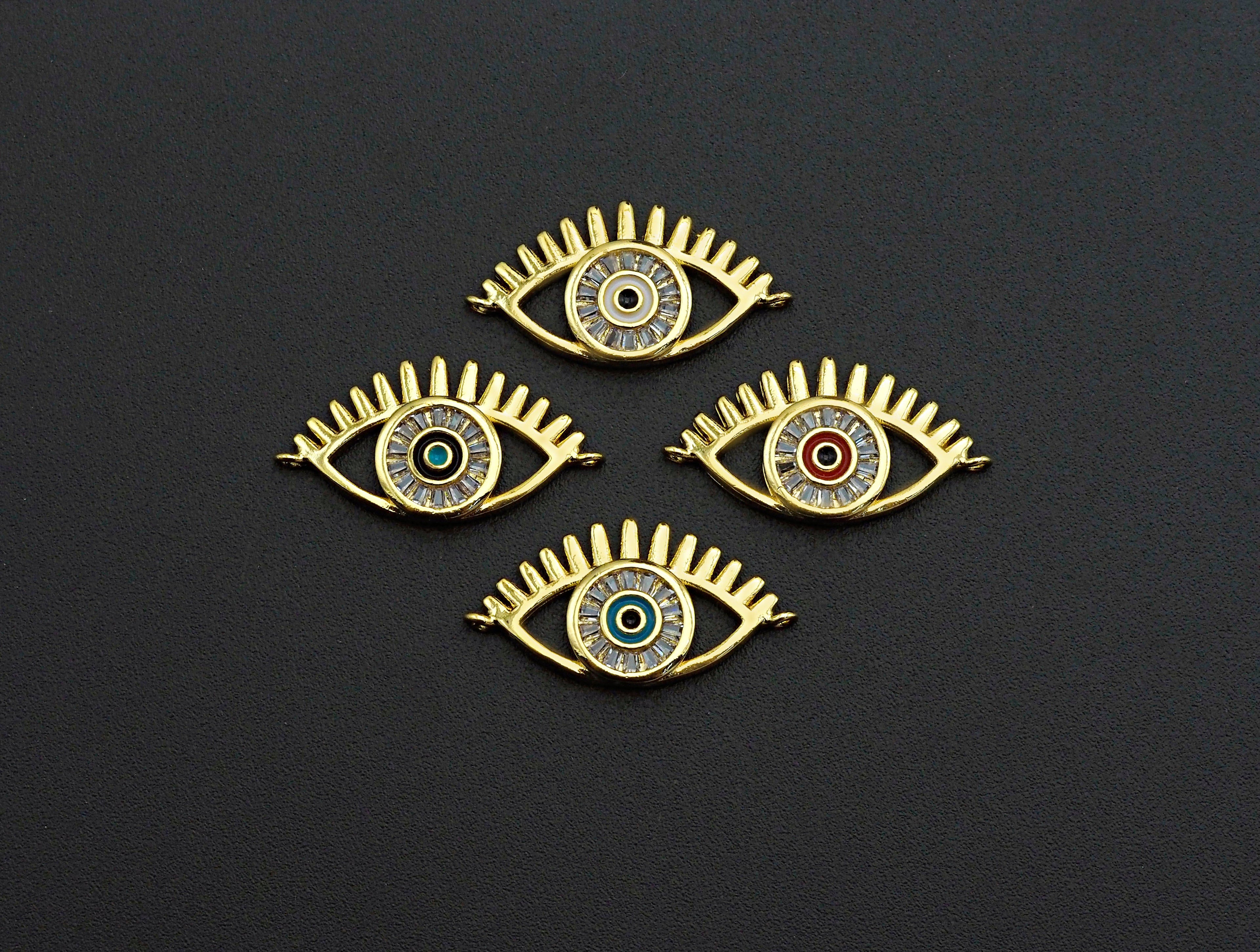 Enamel Colorful Evil Eye With Eyelash Pendant,CZ Micro Pave Oil Drop pendant,Enamel pendant,Enamel Jewelry,14x26mm,sku#Z676