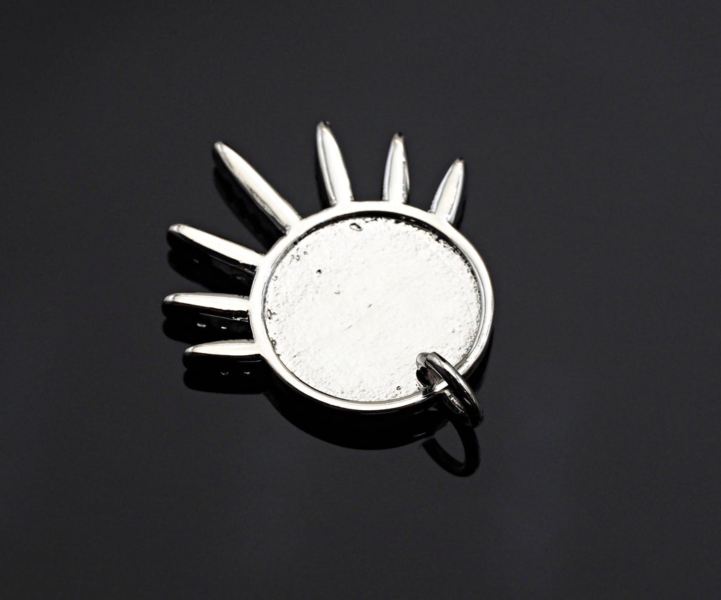 CZ Micro Pave Be the Light Spike Coin Pendant/Charm,sku#L375