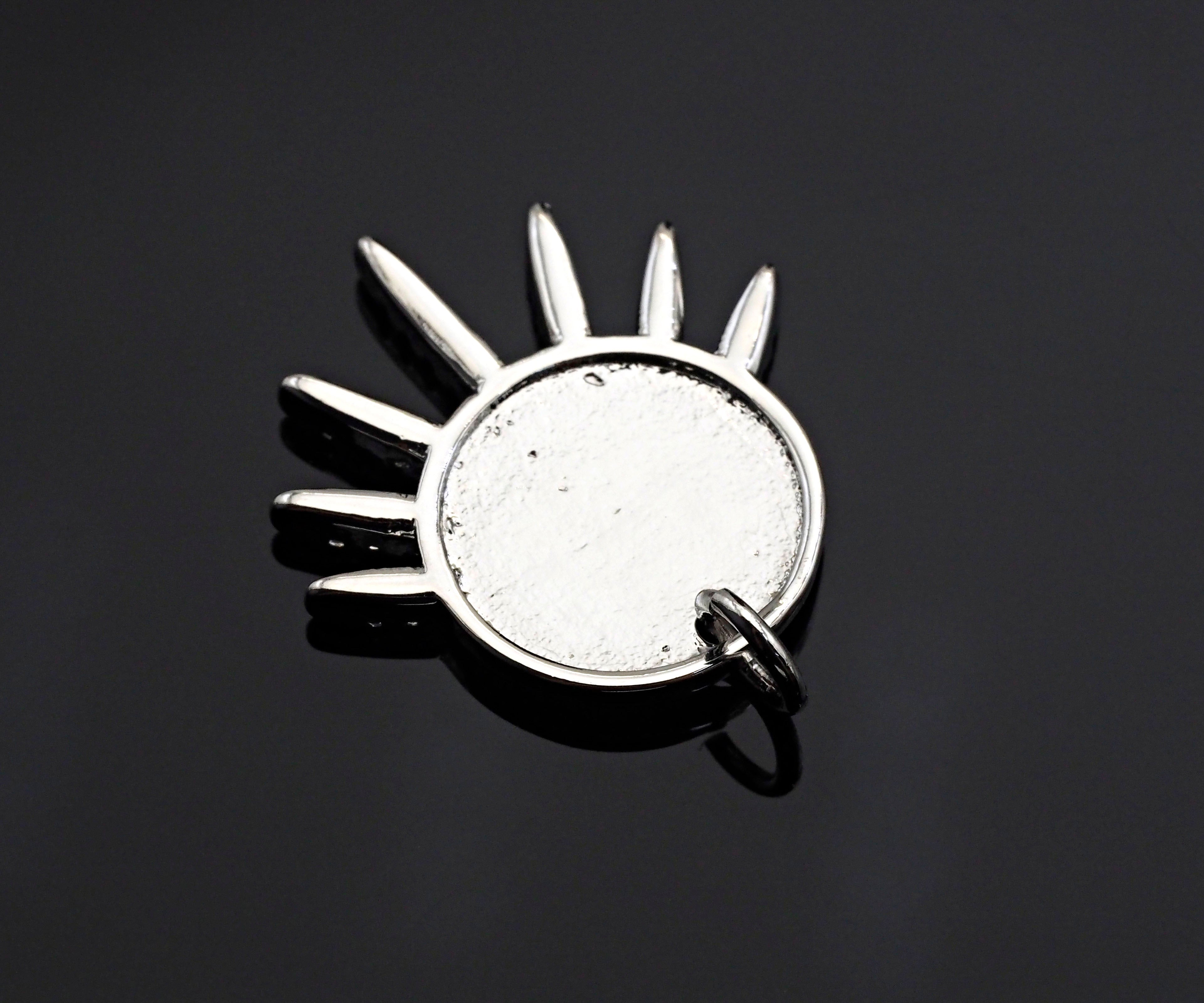 CZ Micro Pave Be the Light Spike Coin Pendant/Charm,sku#L375