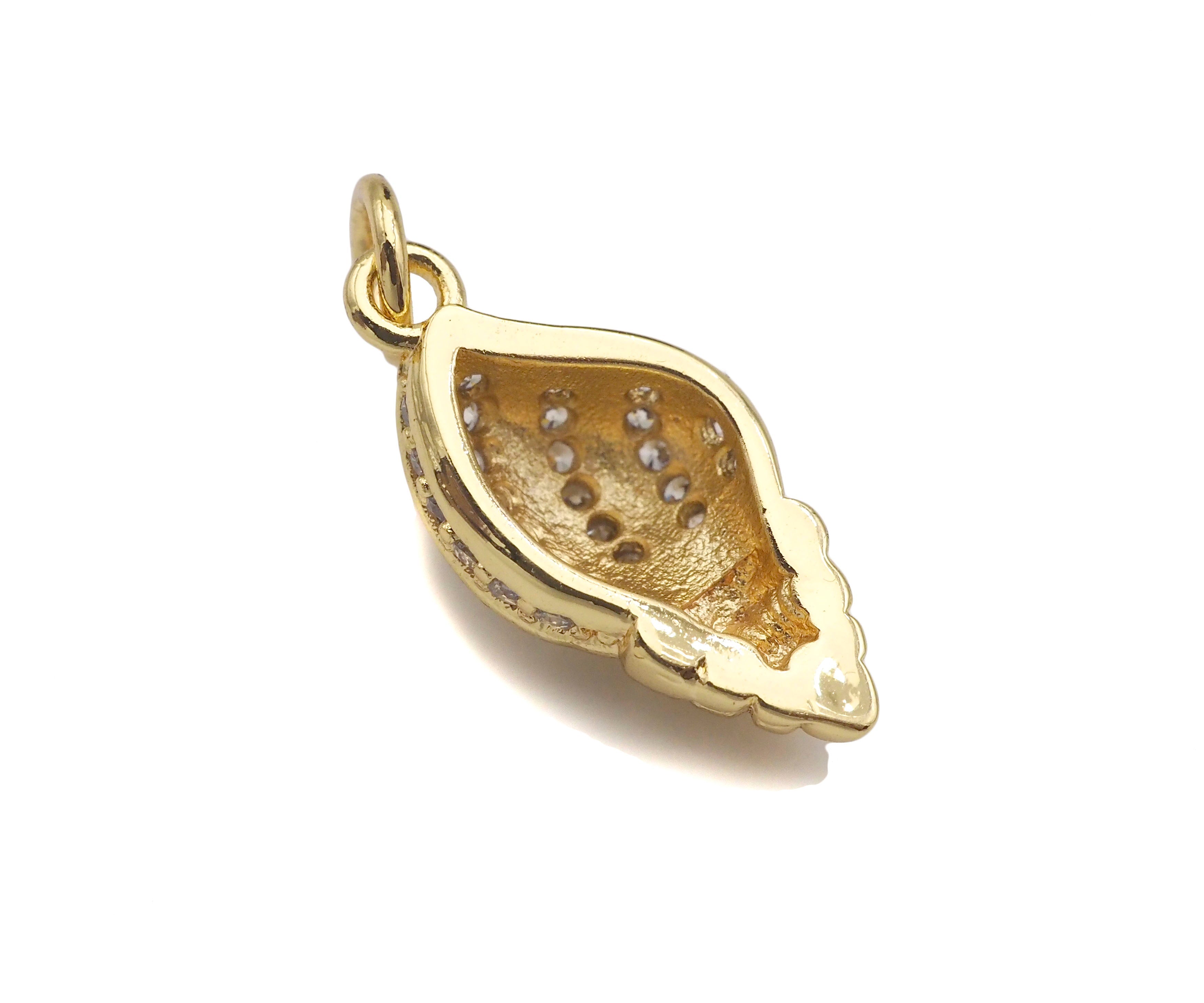 CZ Micro Pave Sea Snail Shape Pendant/Charm, sea shell charm, Sku#L401