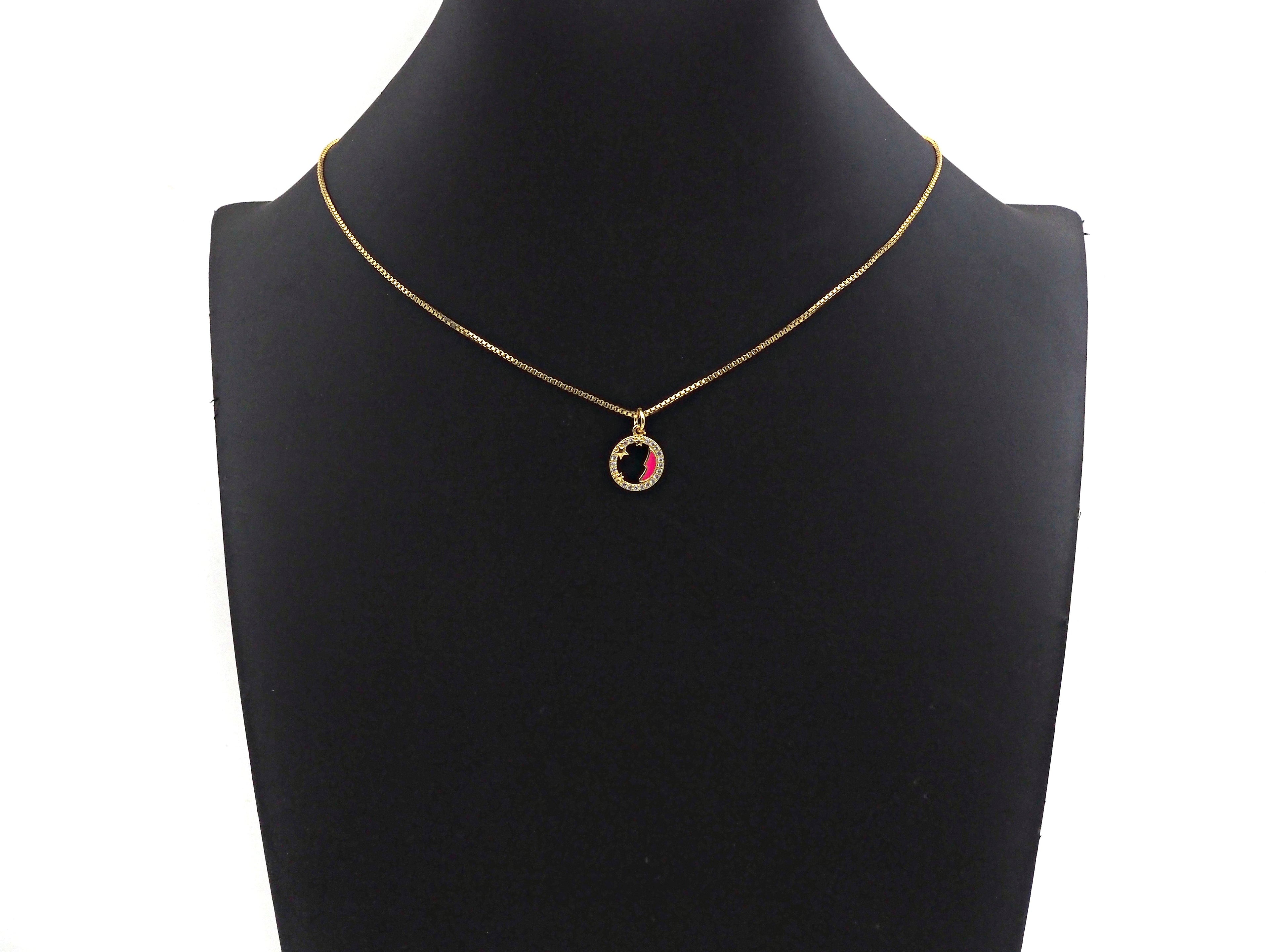 CZ Enamel Moon Coin charm, sku#L324