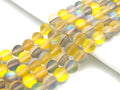 Matte Dusty Yellow Aura beads, round 6mm/10mm Yellow Aura Manmade Moonstone Beads, 15.5" Full Strand, sku#U935