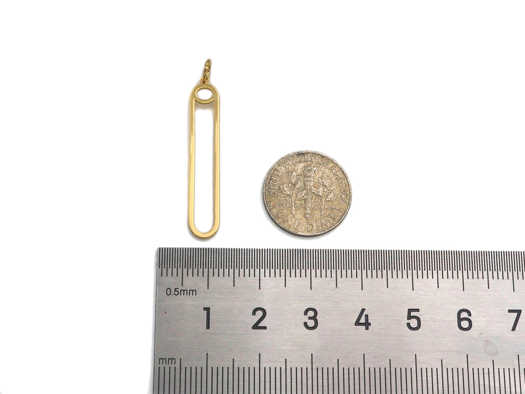 18K Gold Pin Shaped Pendant/Charm, Gold Safe Pin Frame Pendant Charm,Earring Necklace Bracelet making findings 6x34mm,sku#Y318