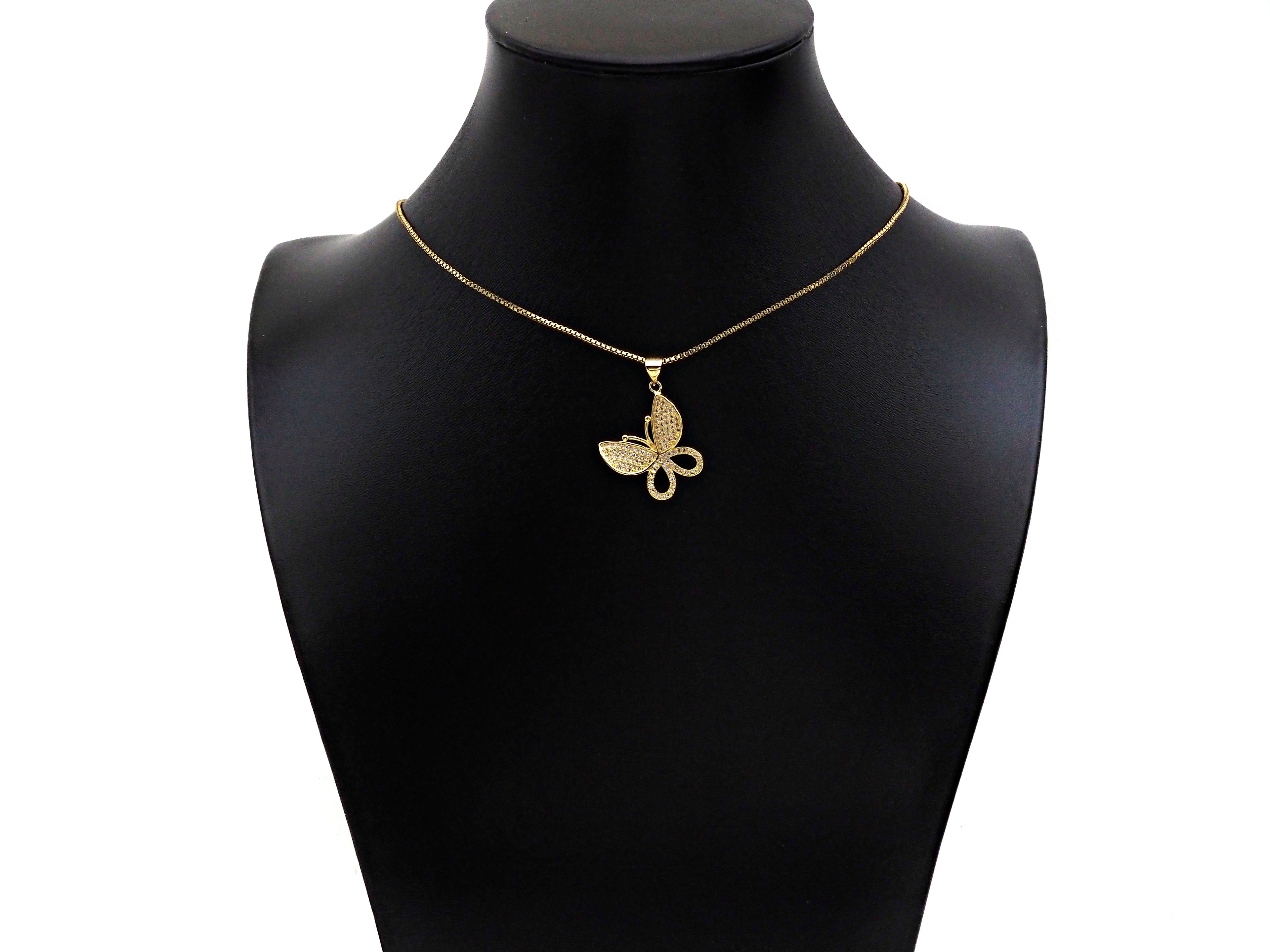 CZ Micro Pave Butterfly Shape Pendant/Charm,Cubic Zirconia Charm, Necklace Bracelet Butterfly Charm Pendant,19x21mm, Sku#LK197