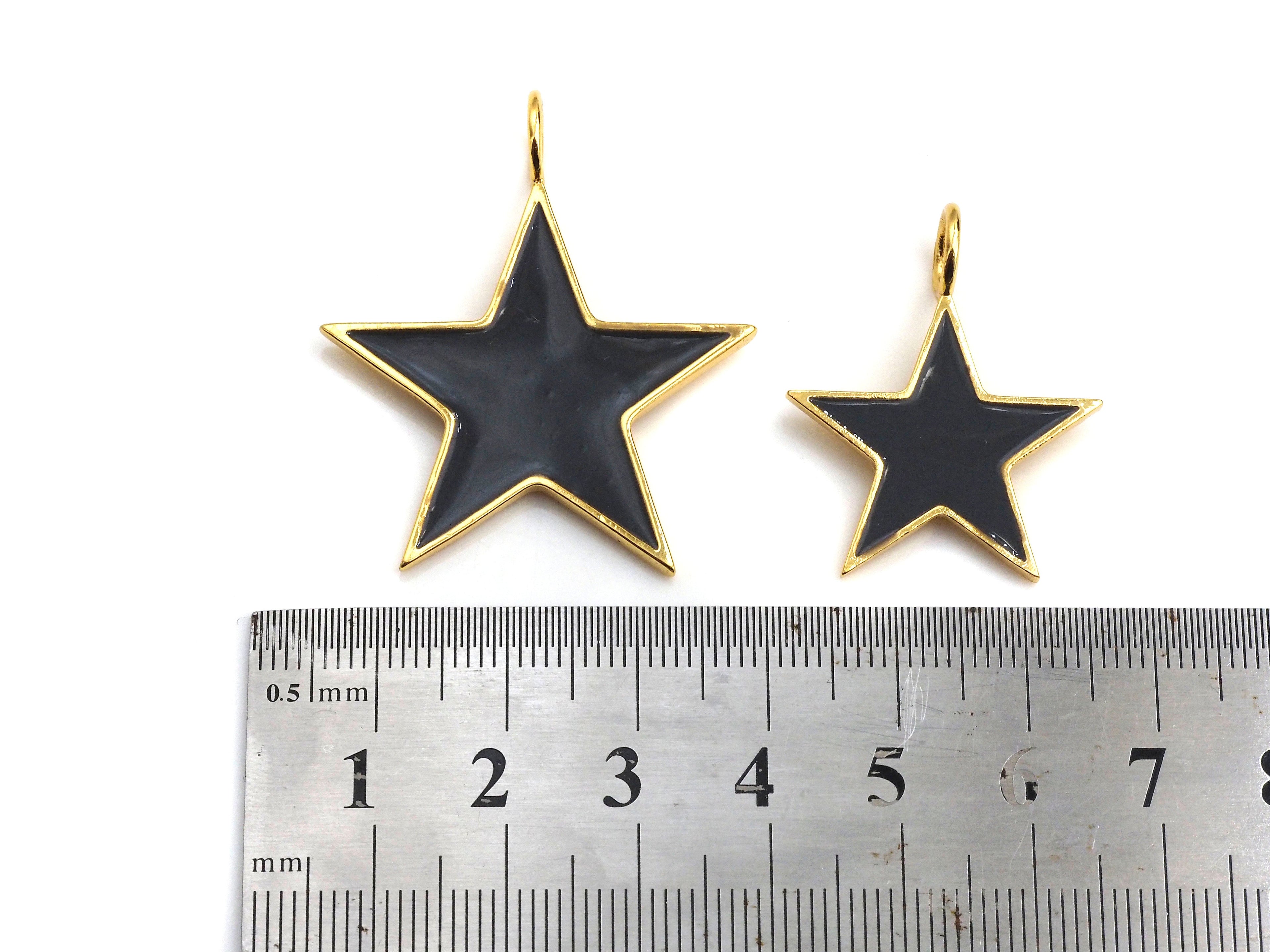 Black White Red Blue Enamel Five Star Pendant with Gold Finish, Enamel Star, Colorful Enamel Star, 15mm/25mm/35mm, sku#FH31